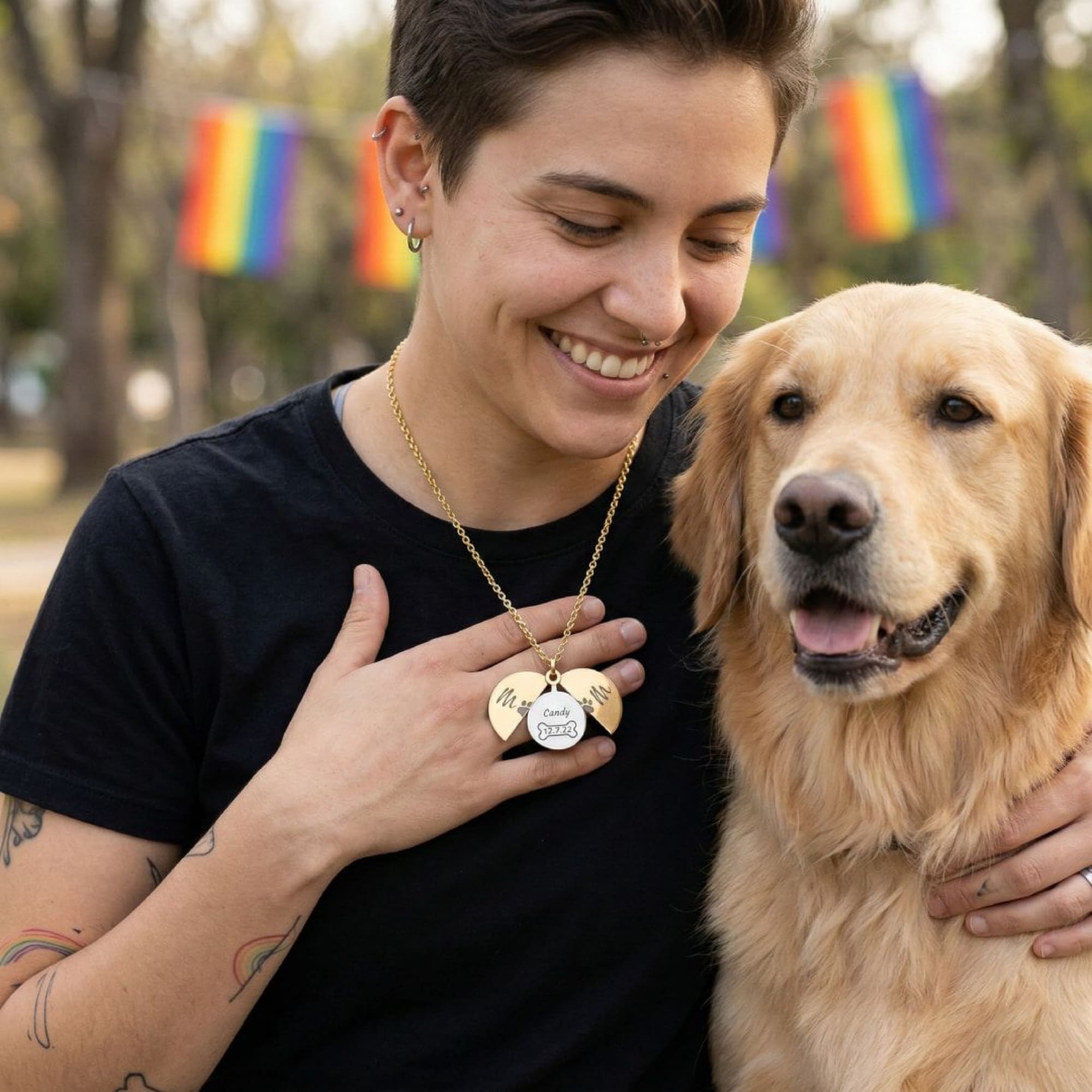 Engraved Personalized "MOM" Hidden Circle Necklace - Queer Pet Mom Gift (316L Steel) product thumbnail image