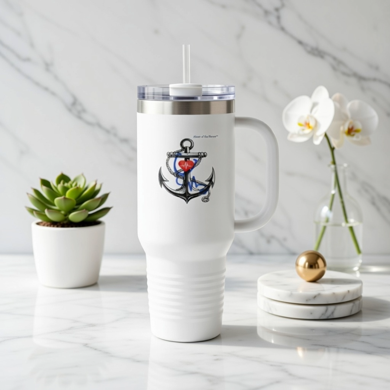 Personalized Heart of the Heroes™ and Steady Anchor™ 40oz Insulated Tumbler – Custom Name &amp; Title product thumbnail image