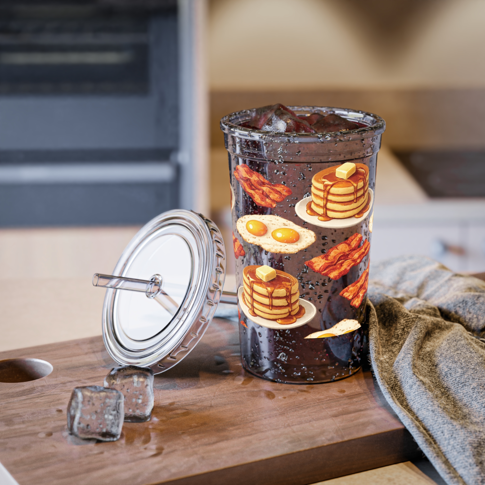 Breakfast Themed Acrylic Cup | Pancake Bacon Egg Design product thumbnail image