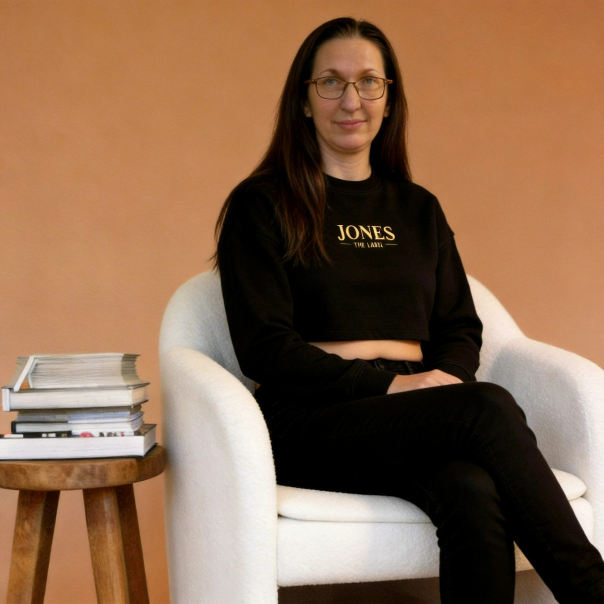 Cropped Sweatshirt — Minimal 'Jones' Back Print, Dusty Rose Casual Top product thumbnail image