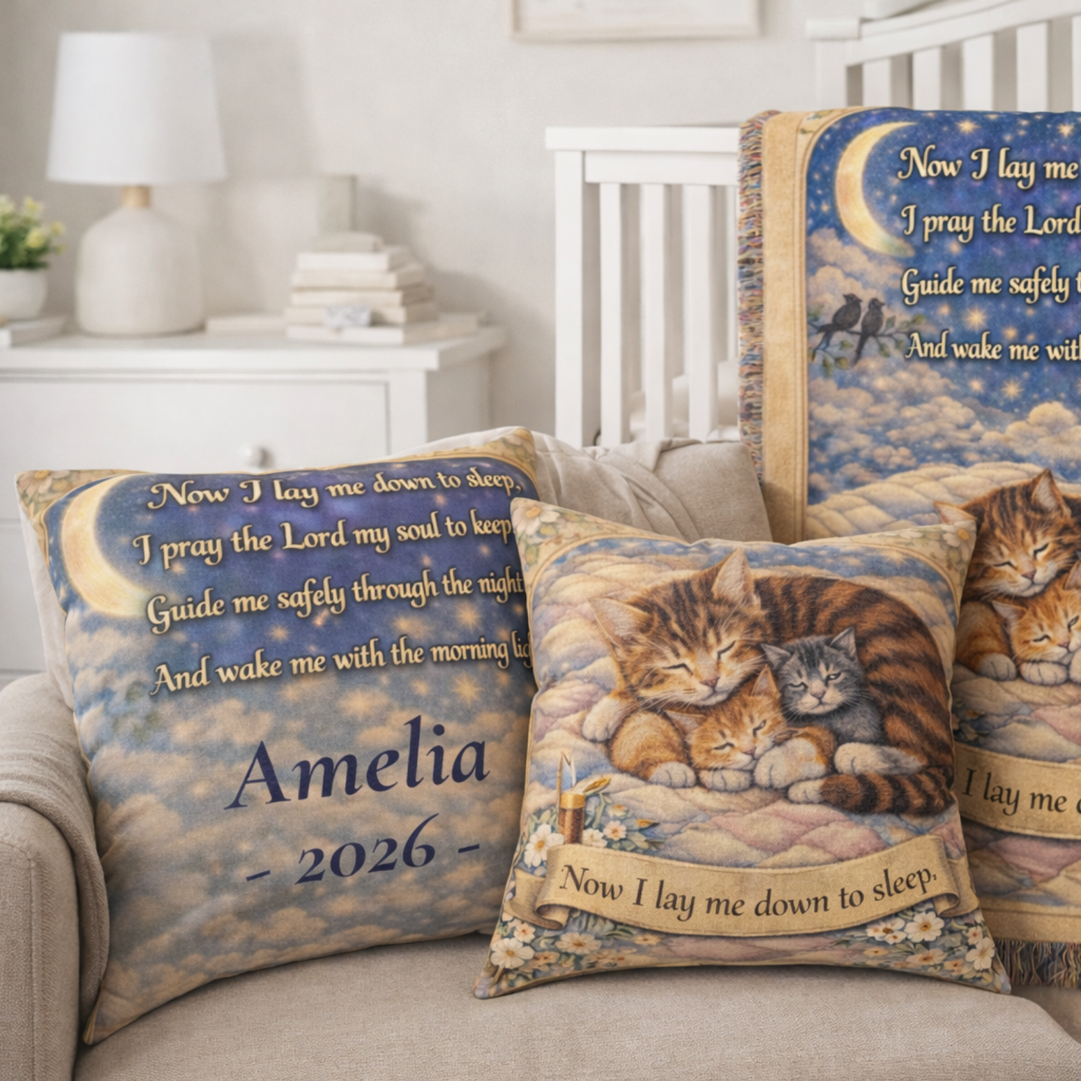 Personalized Sleeping Cats Prayer Pillow product thumbnail image Personalized Sleeping Cats Prayer Pillow product thumbnail image