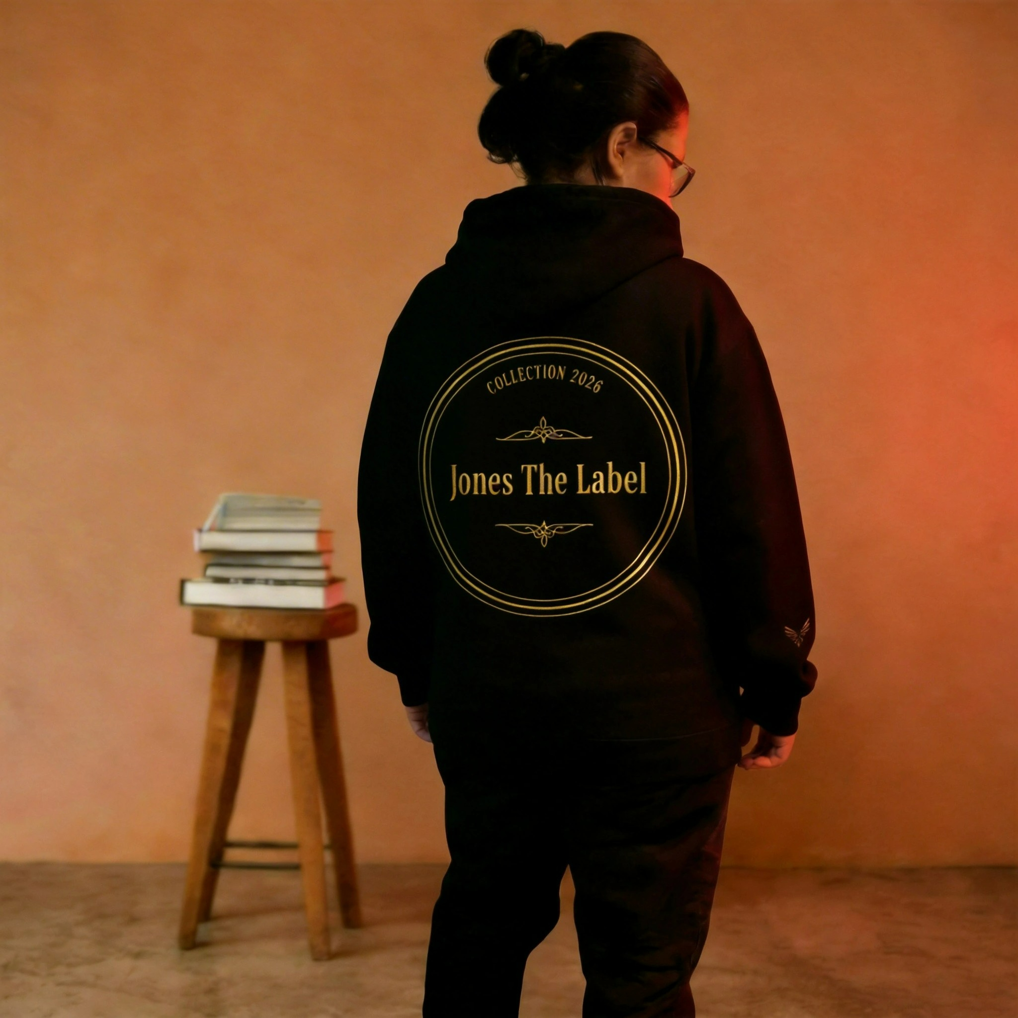Jones The Label Logo Hoodie — Minimal Gold Emblem Pullover product thumbnail image