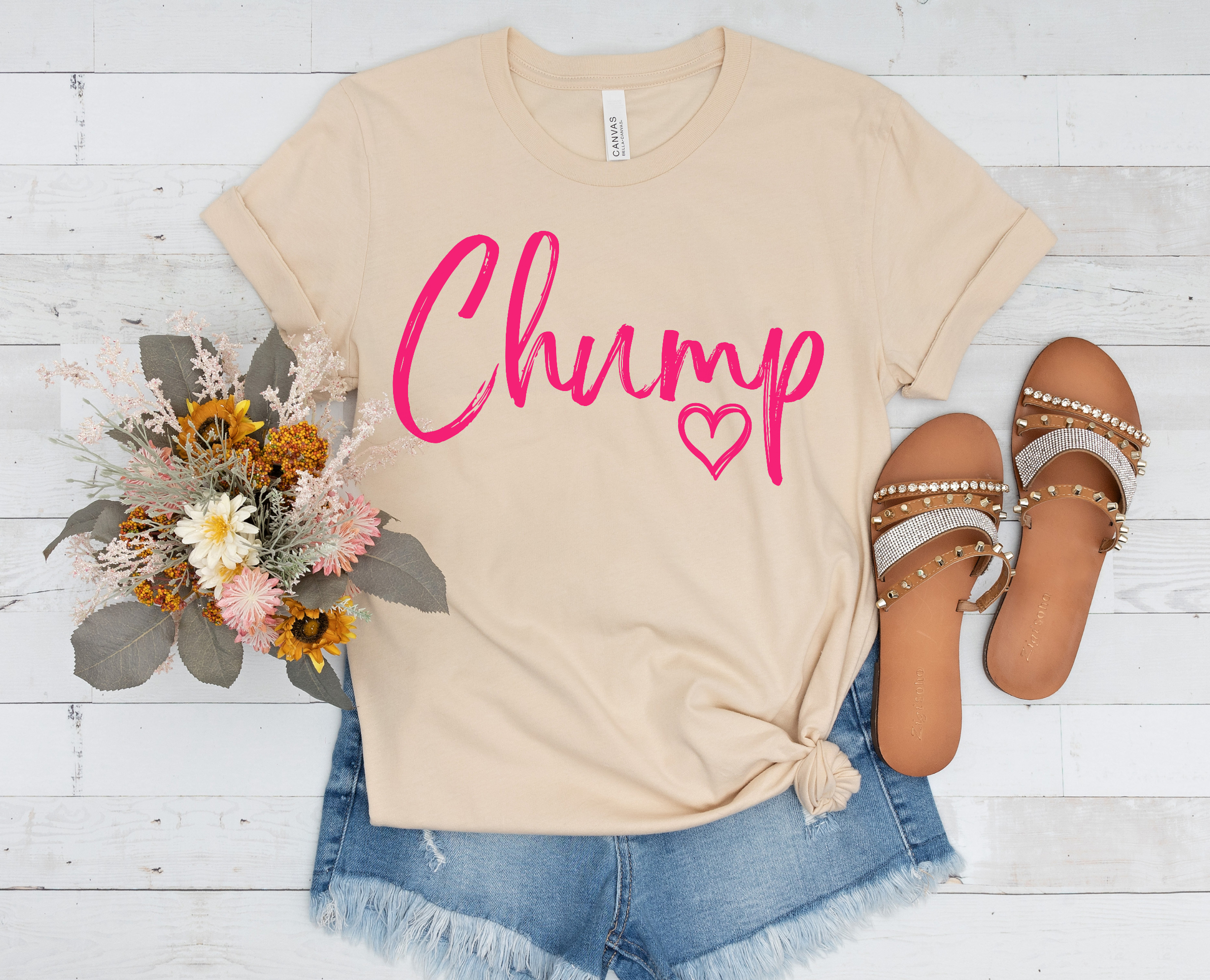 Cute Pink Heart Chump B&C soft tee product thumbnail image Cute Pink Heart Chump B&C soft tee product thumbnail image