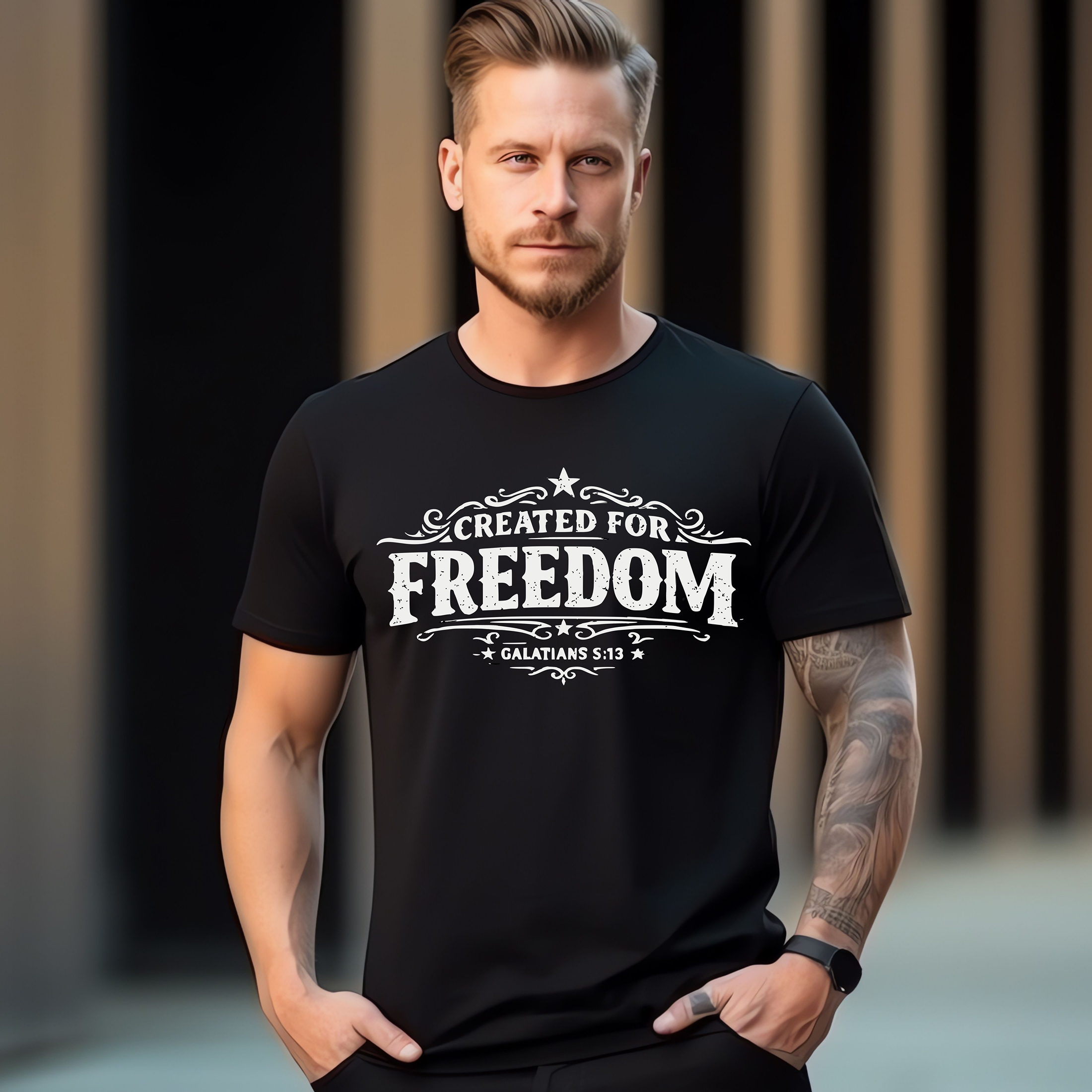 Created for Freedom T-Shirt — Galatians 5:13 Christian Faith Tee product thumbnail image