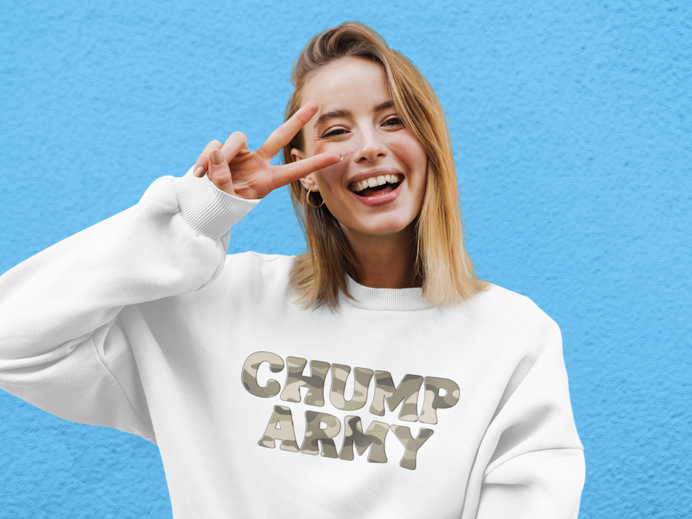 Chump Army Green Camo cozy Sweatshirt product thumbnail image Chump Army Green Camo cozy Sweatshirt product thumbnail image