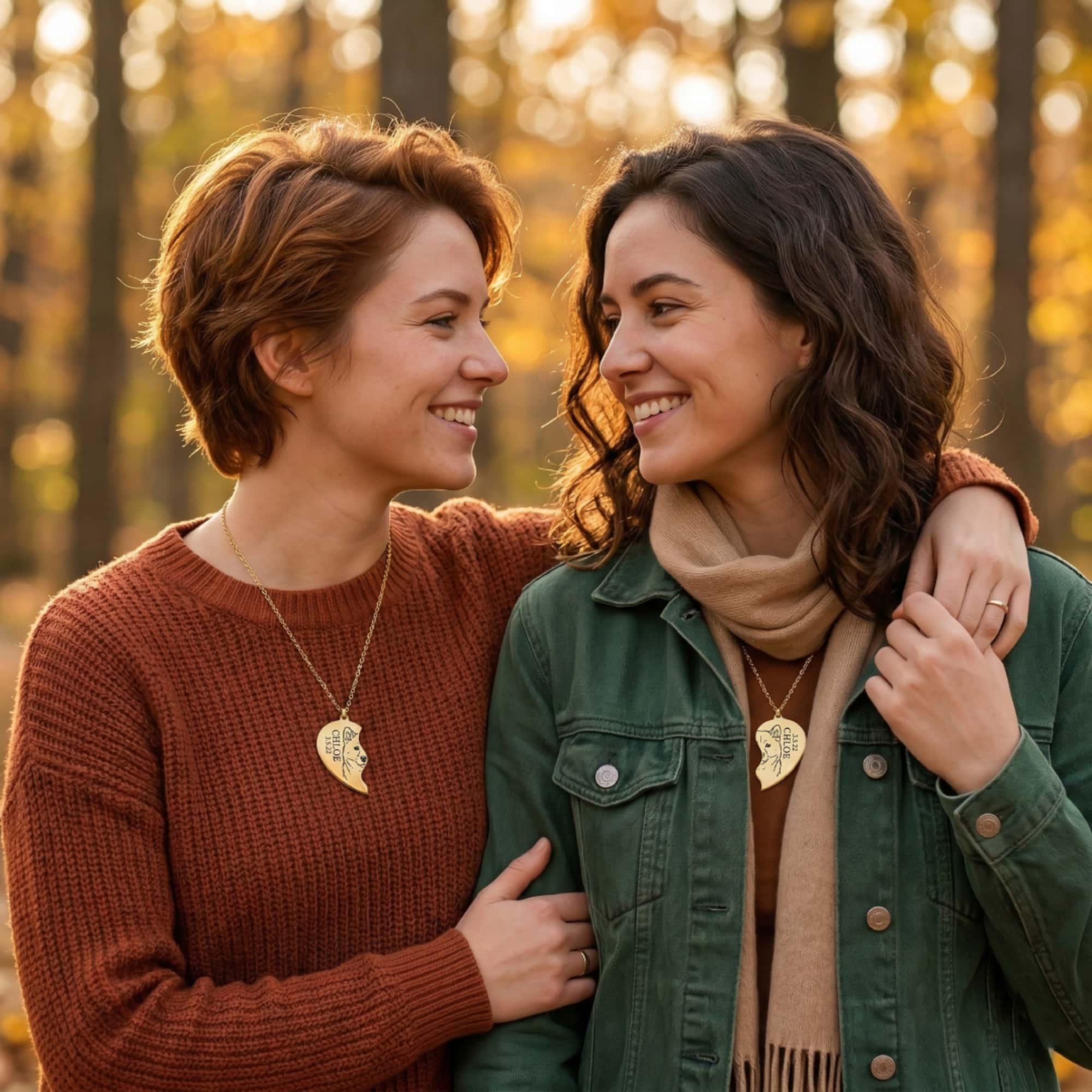 Custom Queer Couple & Pet Heart Necklace - Break-Apart Set (316L Steel) product thumbnail image Custom Queer Couple & Pet Heart Necklace - Break-Apart Set (316L Steel) product thumbnail image