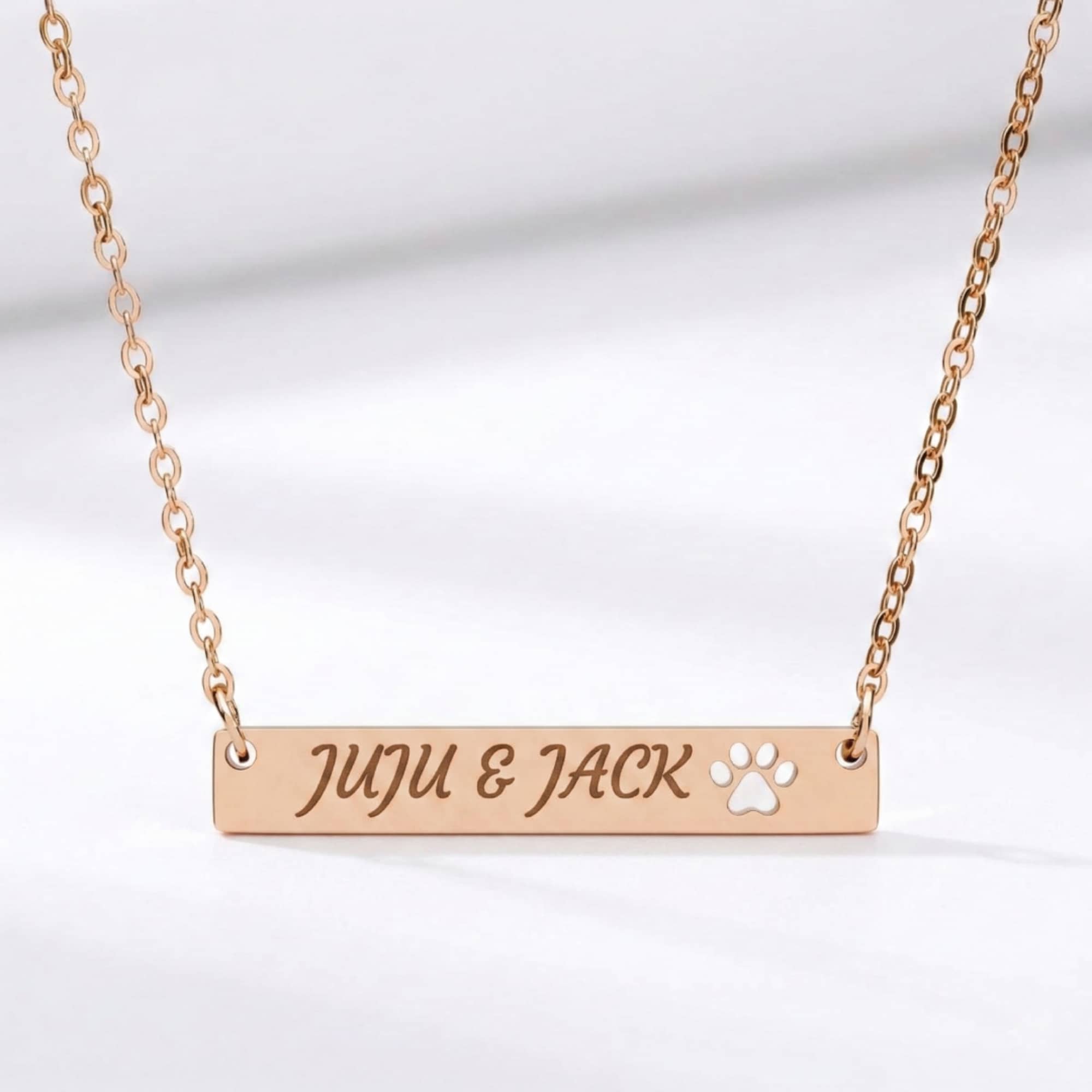 Custom Name Paw Bar Necklace - Rainbow & Gold Queer Pet Mom Gift product thumbnail image Custom Name Paw Bar Necklace - Rainbow & Gold Queer Pet Mom Gift product thumbnail image