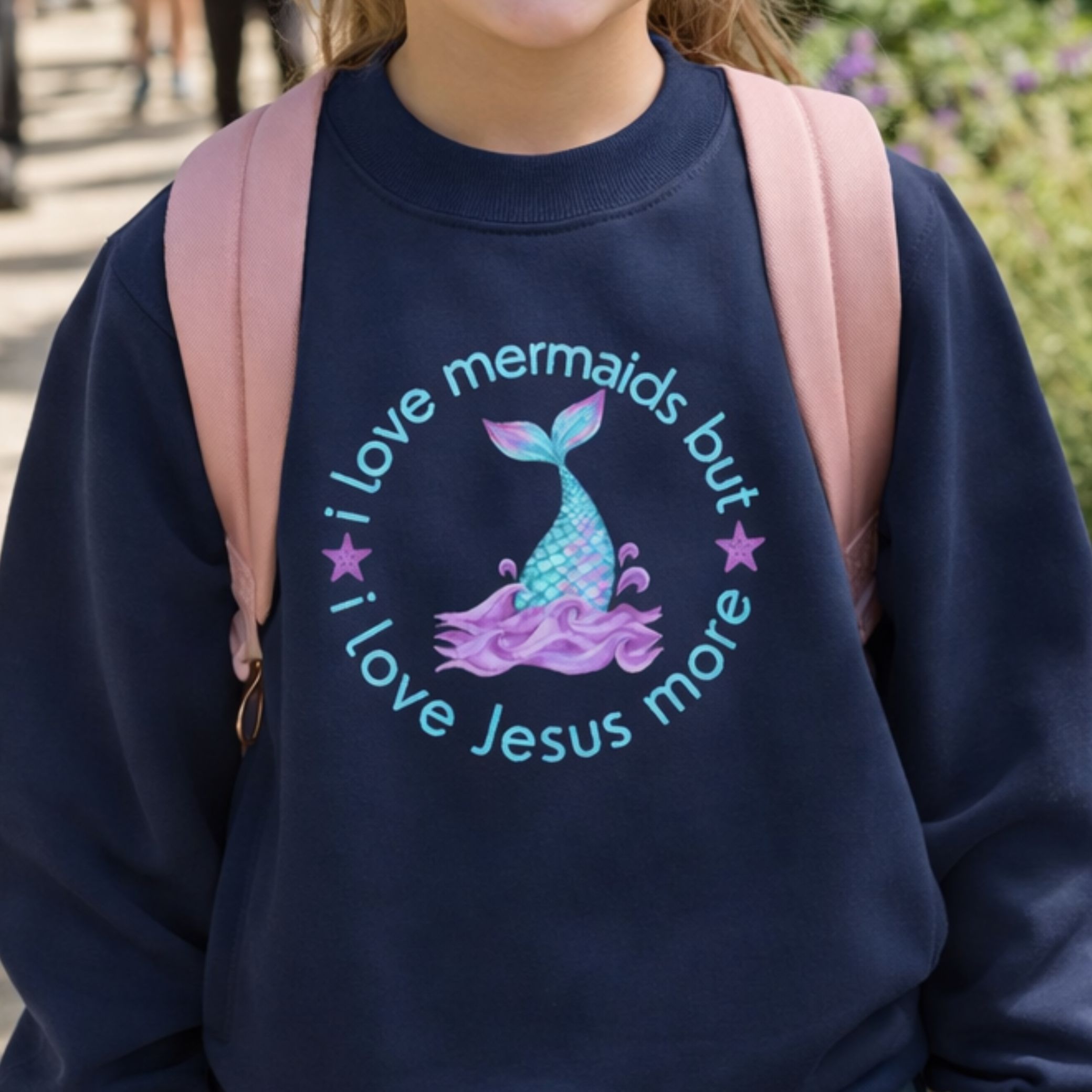 'Jesus Over Mermaids' Youth Crewneck Sweatshirt 