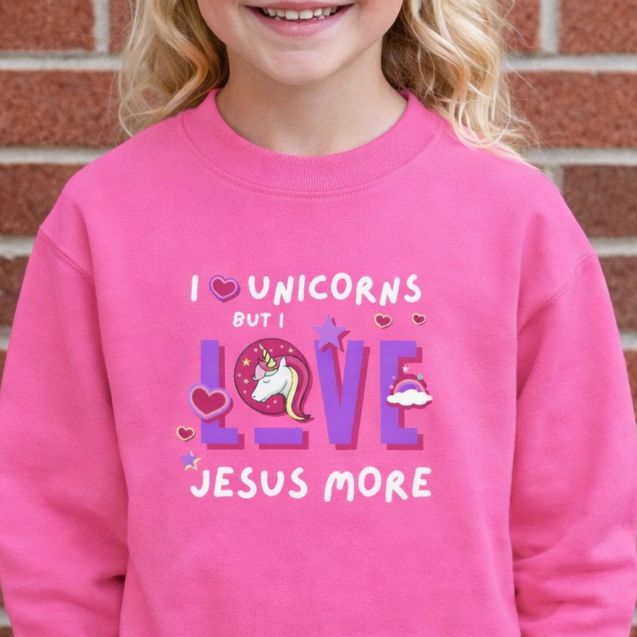 'Jesus Over Unicorns' Youth Crewneck Sweatshirt
