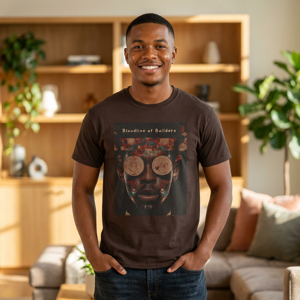 Bloodline of Builders Graphic Tee — Afro-Futurist Portrait T-Shirt product thumbnail image