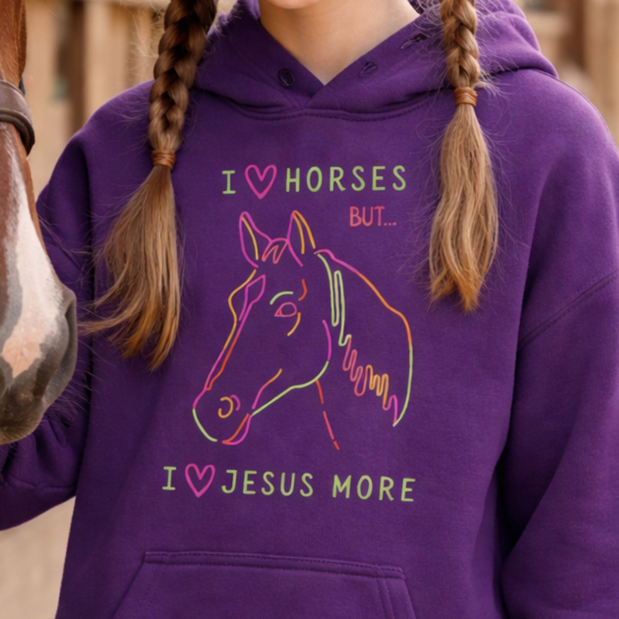 'Jesus Over Horses' Youth Hoodie  product thumbnail image