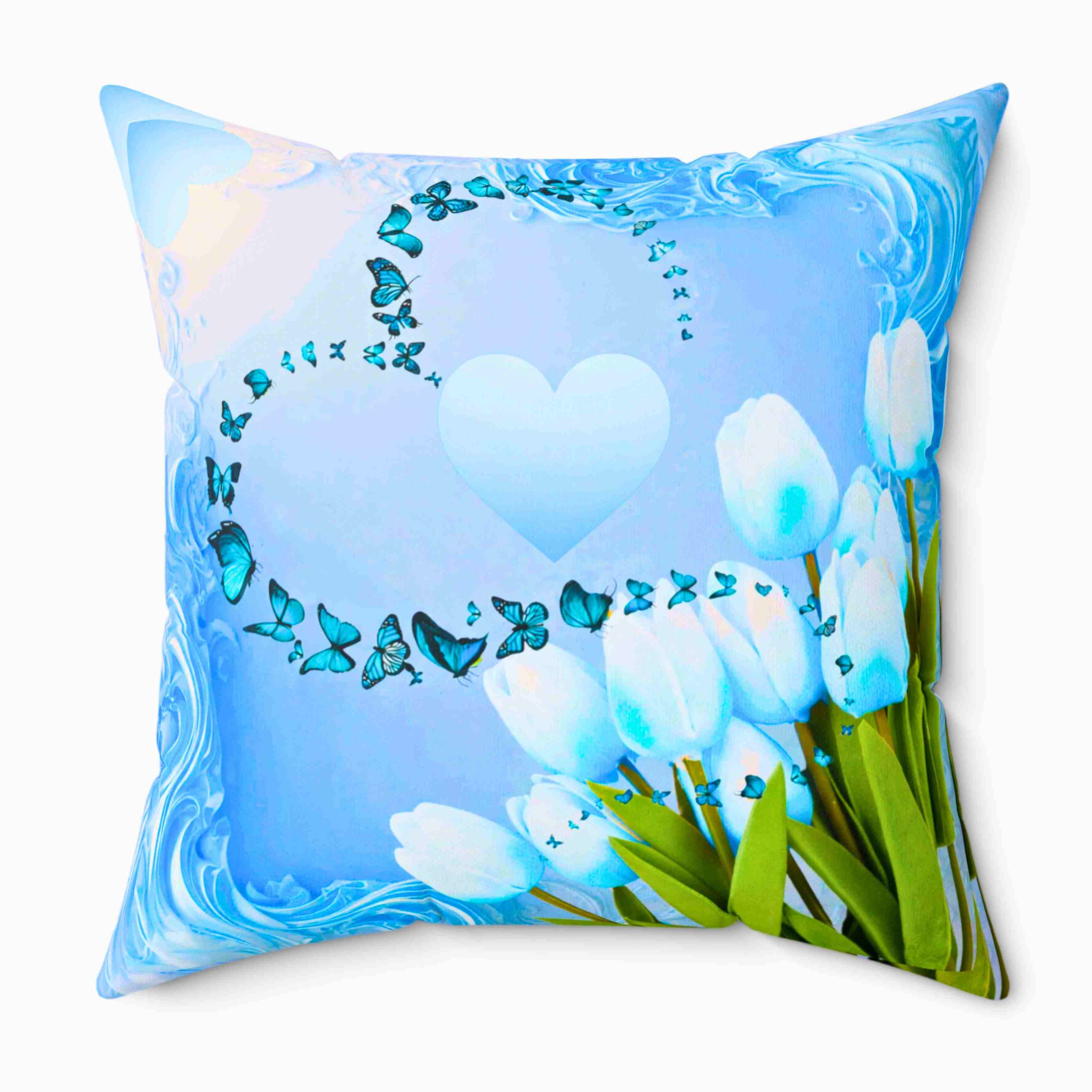 Happy Mother's Day tulips Pillow | Mother's Day decor, blue floral square couch cushion product thumbnail image Happy Mother's Day tulips Pillow | Mother's Day decor, blue floral square couch cushion product thumbnail image