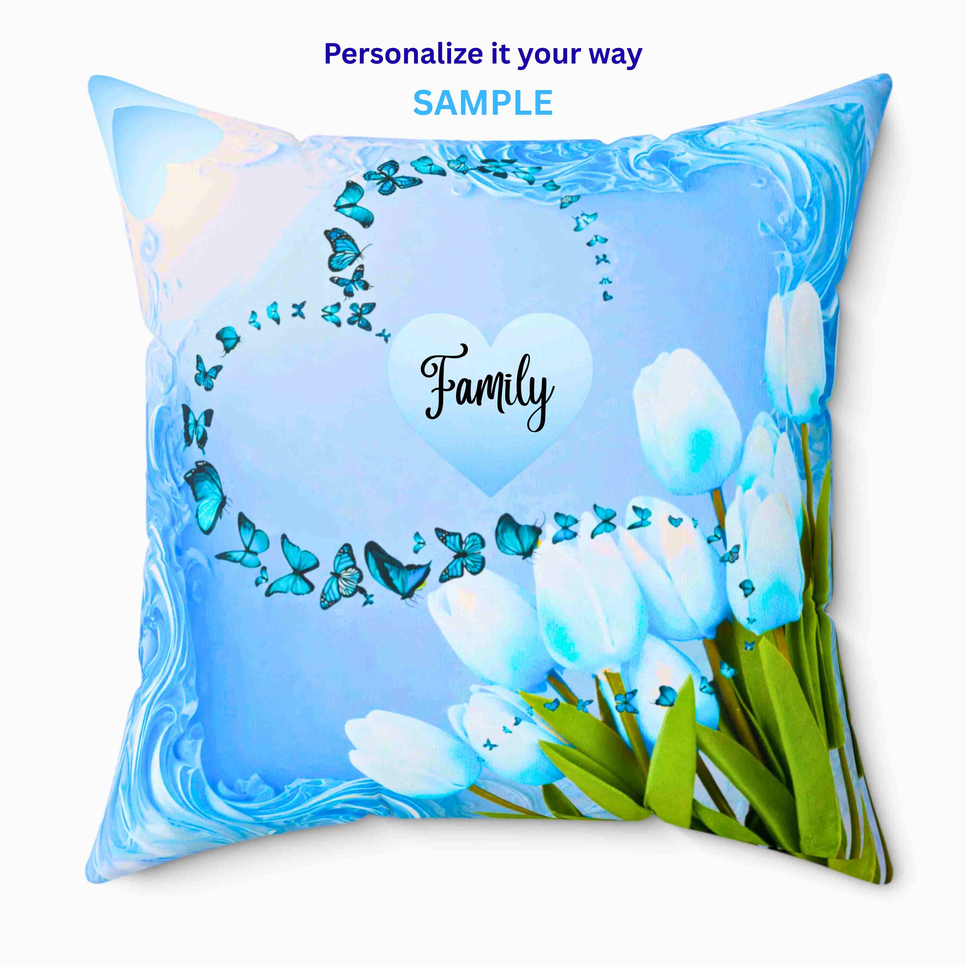 Happy Mother's Day tulips Pillow | Mother's Day decor, blue floral square couch cushion product thumbnail image Happy Mother's Day tulips Pillow | Mother's Day decor, blue floral square couch cushion product thumbnail image