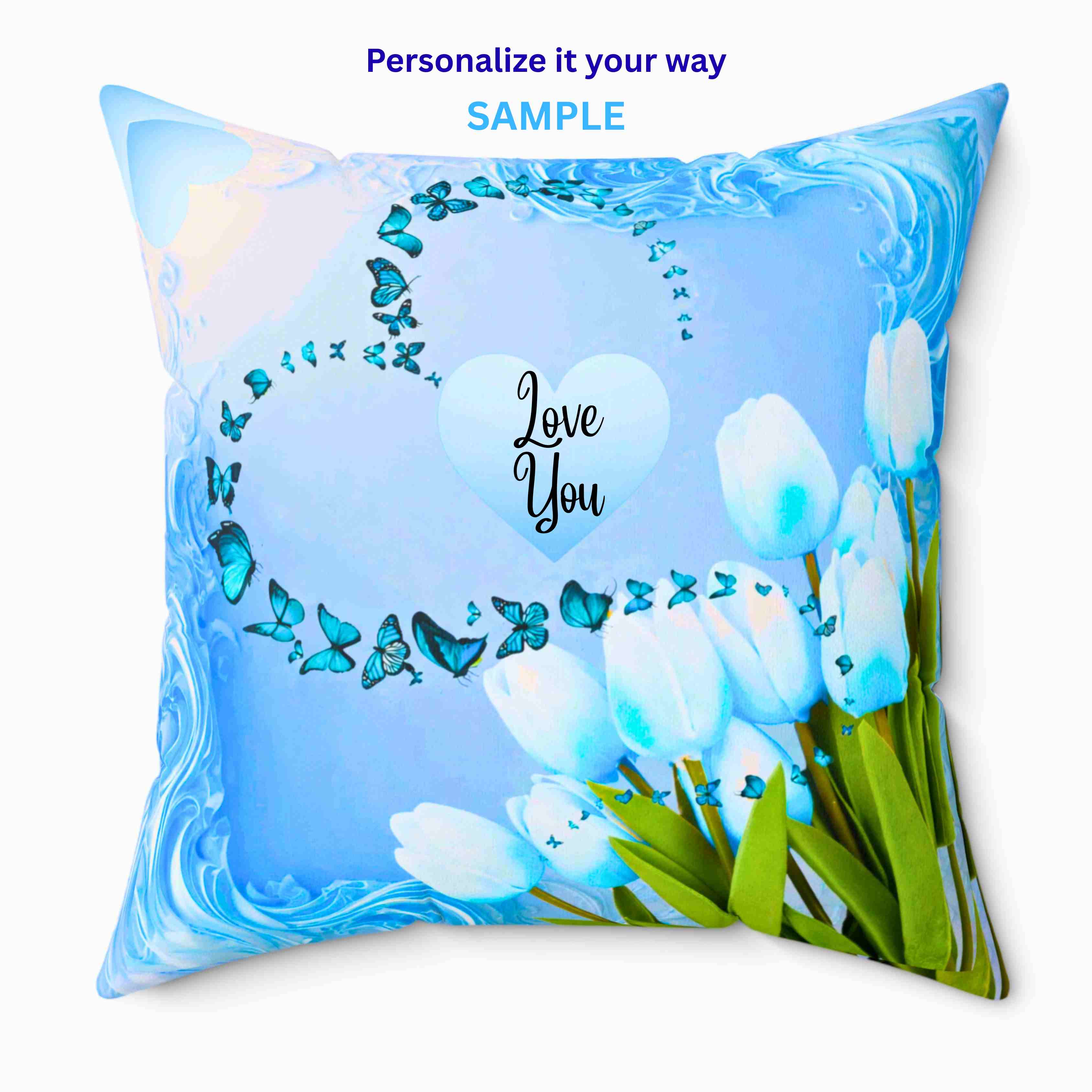 Happy Mother's Day tulips Pillow | Mother's Day decor, blue floral square couch cushion product thumbnail image Happy Mother's Day tulips Pillow | Mother's Day decor, blue floral square couch cushion product thumbnail image