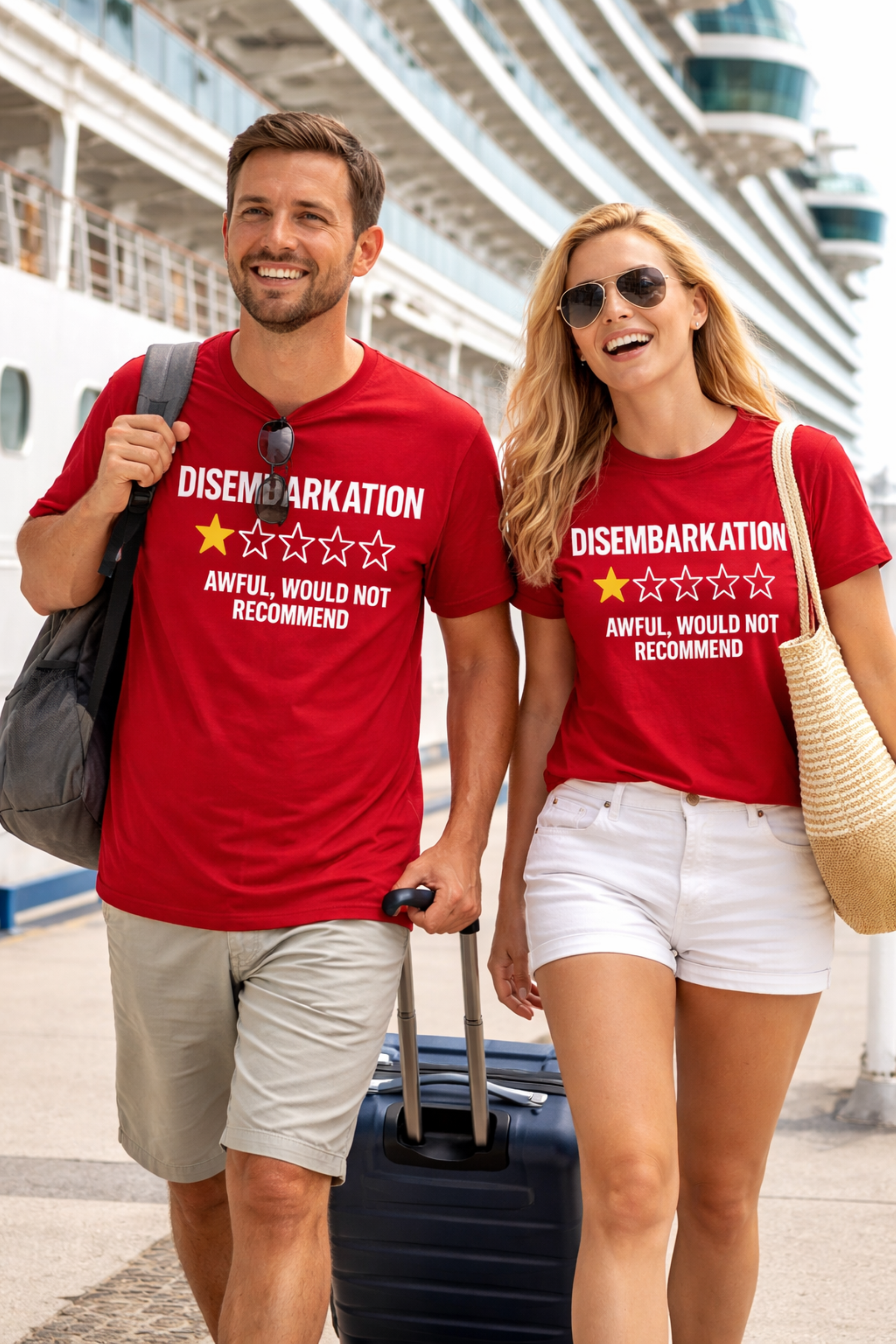 Disembarkation 1-Star Review T-Shirt — “Awful, Would Not Recommend” Humor Tee