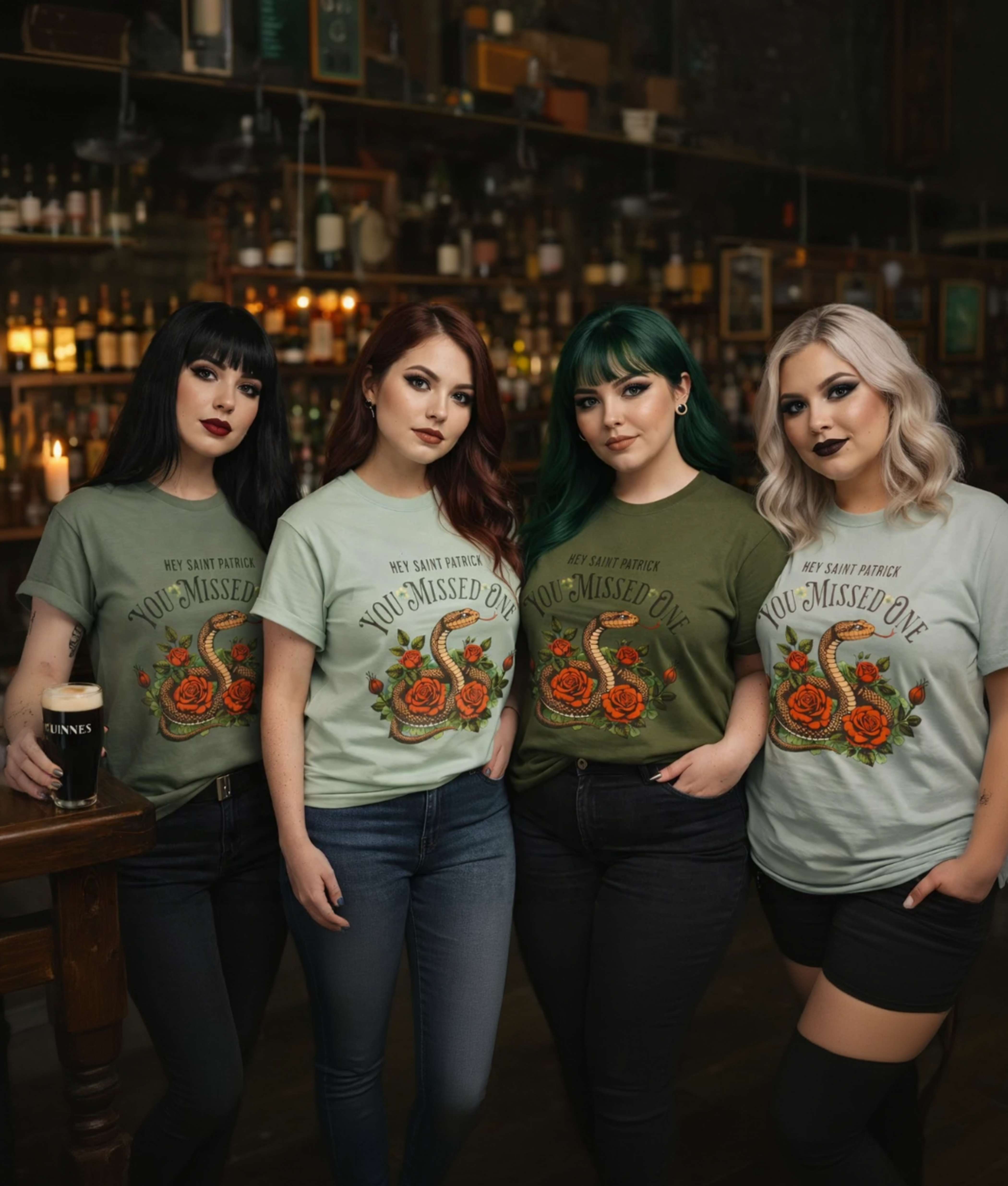 Saint Patrick "You Missed One" T-Shirt — Rose & Snake Irish Satire Tee product thumbnail image Saint Patrick "You Missed One" T-Shirt — Rose & Snake Irish Satire Tee product thumbnail image