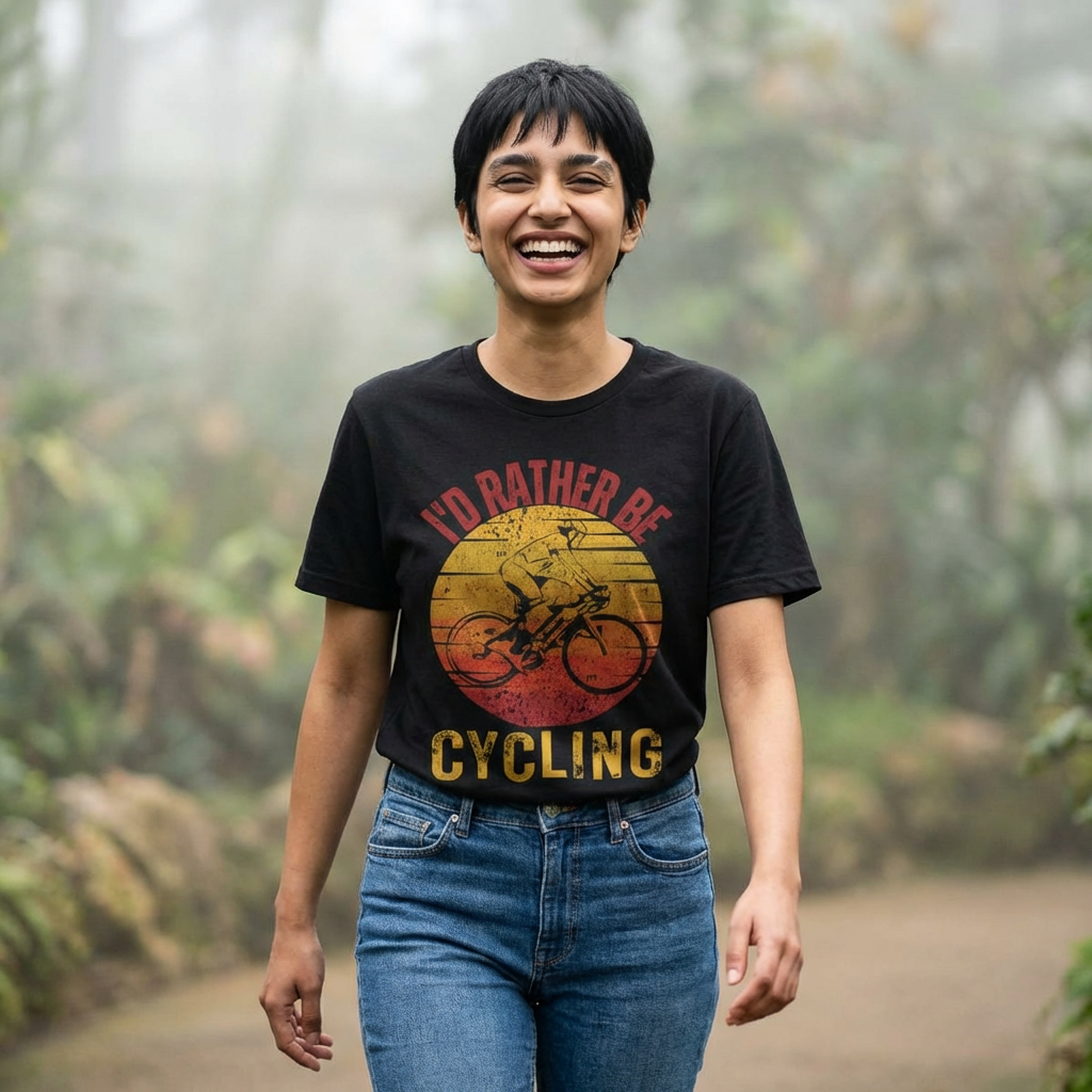 I'd Rather Be Cycling T-Shirt | Vintage Sunset Bike Graphic product thumbnail image I'd Rather Be Cycling T-Shirt | Vintage Sunset Bike Graphic product thumbnail image