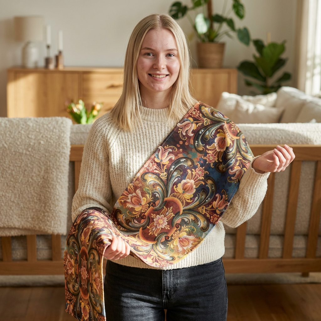 Scandinavian Rosemaling Table Runner — a Colorful Norwegian/Swedish Jul Holiday Must Have product thumbnail image