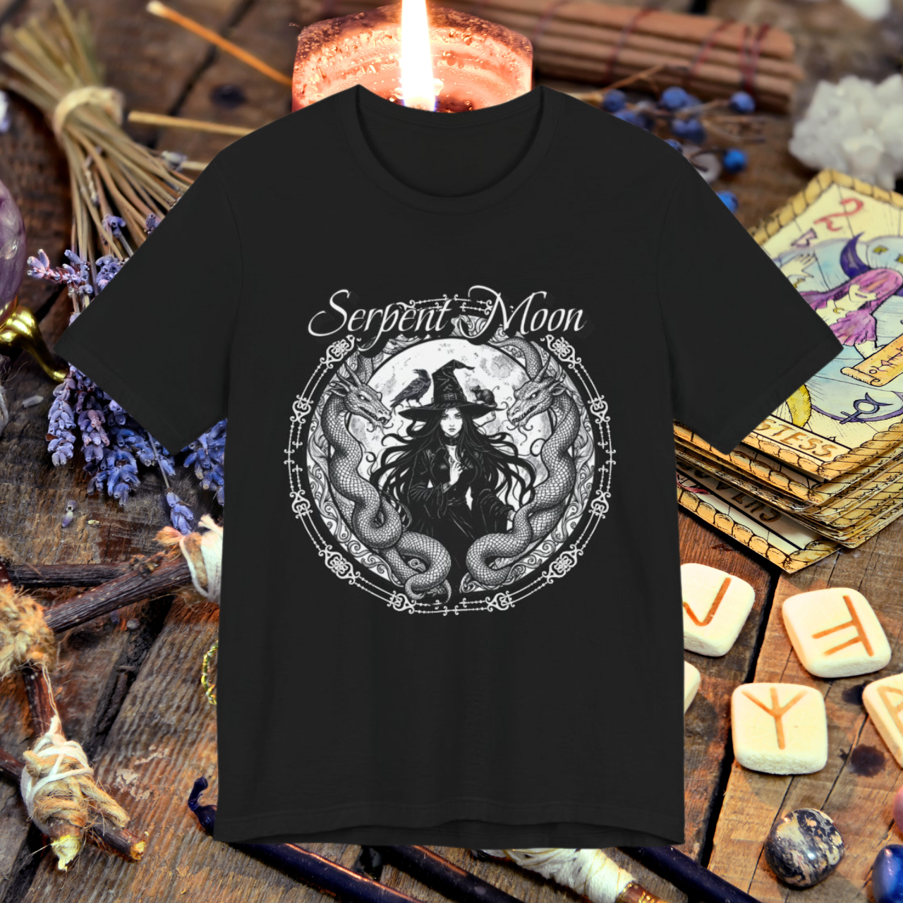 Serpent Moon Witch Tee — Occult Graphic T-Shirt product thumbnail image