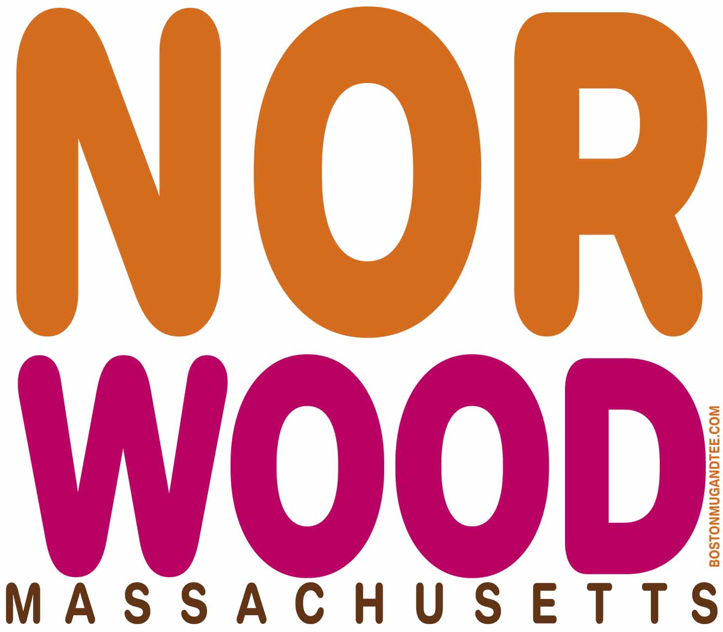 Norwood Massachusetts 15oz Ceramic Mug with a Fun and Bold Retro Hometown Design - A Big Mug that brings Big Smiles. And...FREE SHIPPING. product thumbnail image