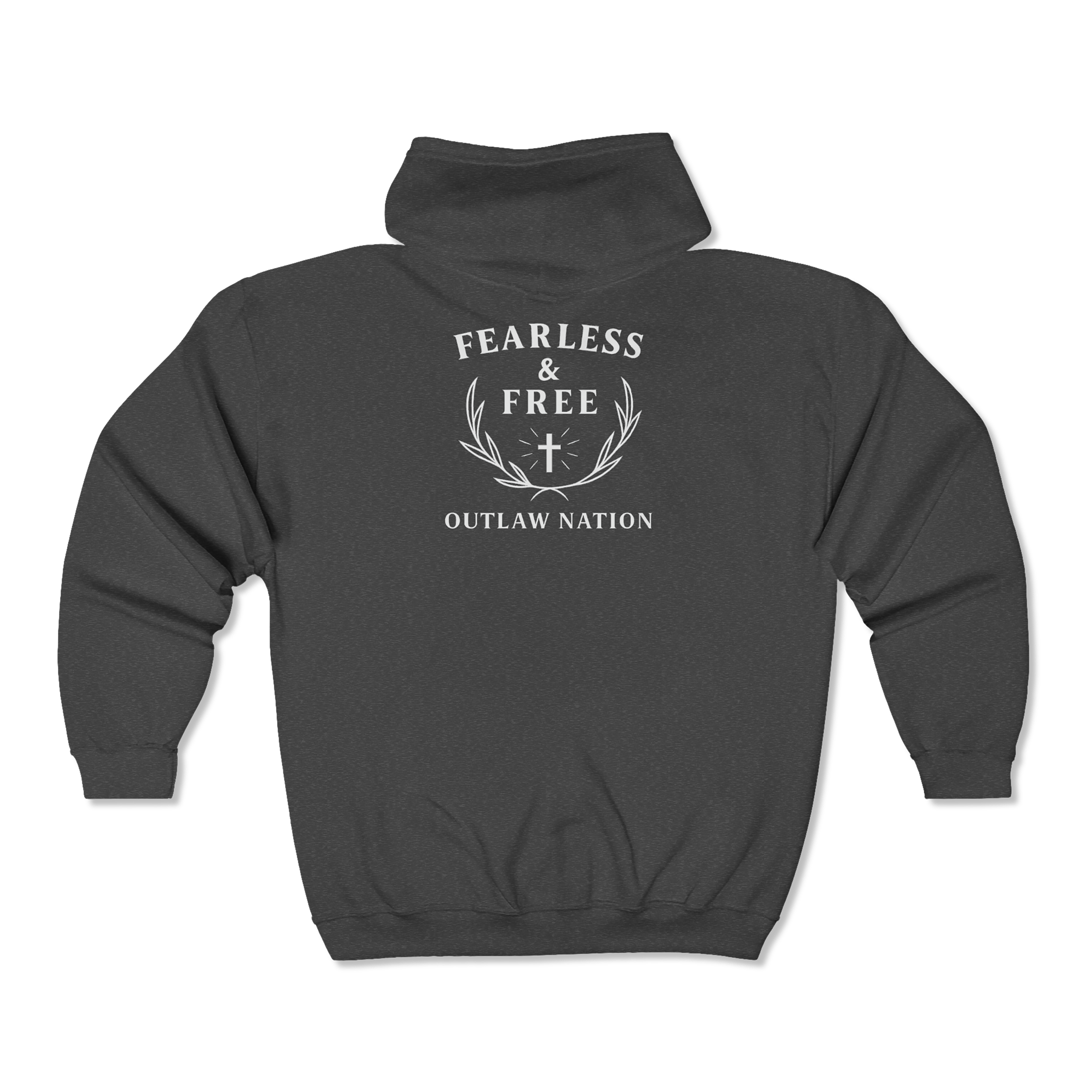 White Cross Fearless &amp; Free Outlaw Nation Zip Hoodie