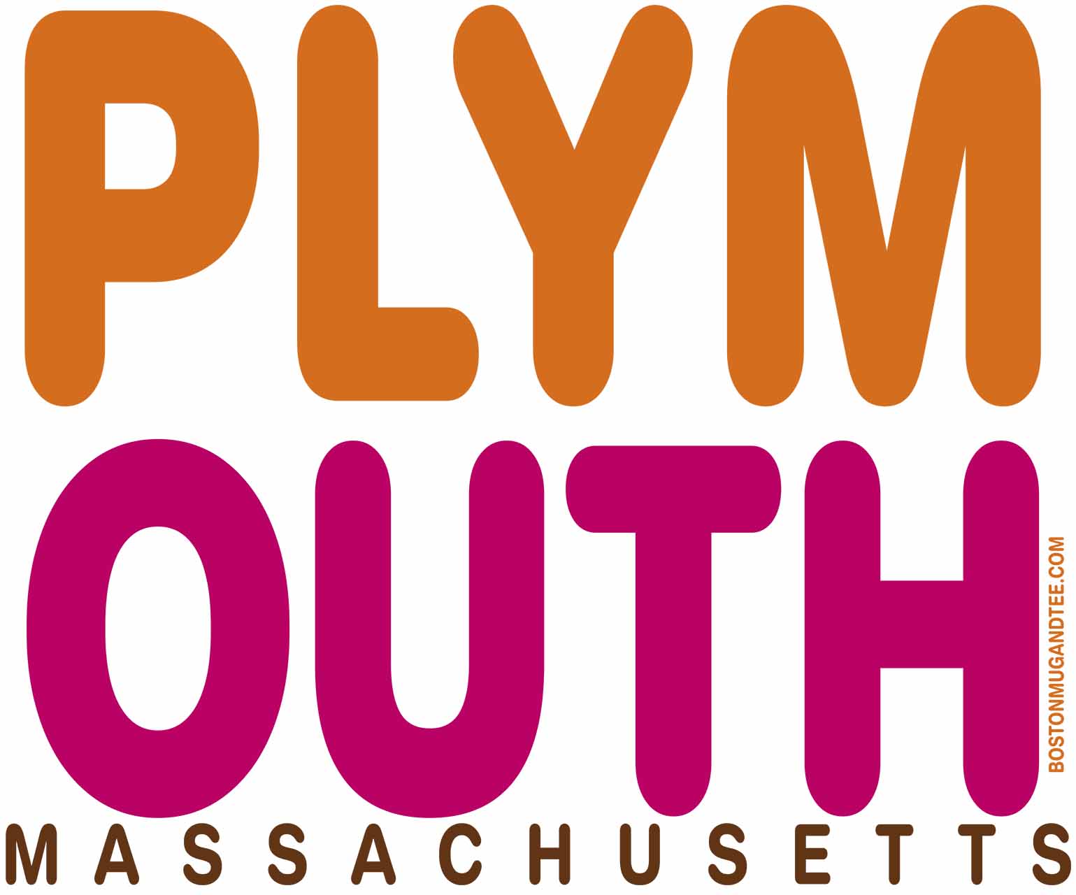 Plymouth Massachusetts 15oz Ceramic Mug with a Fun and Bold Retro Hometown Design - A Big Mug that brings Big Smiles. And...FREE SHIPPING. product thumbnail image