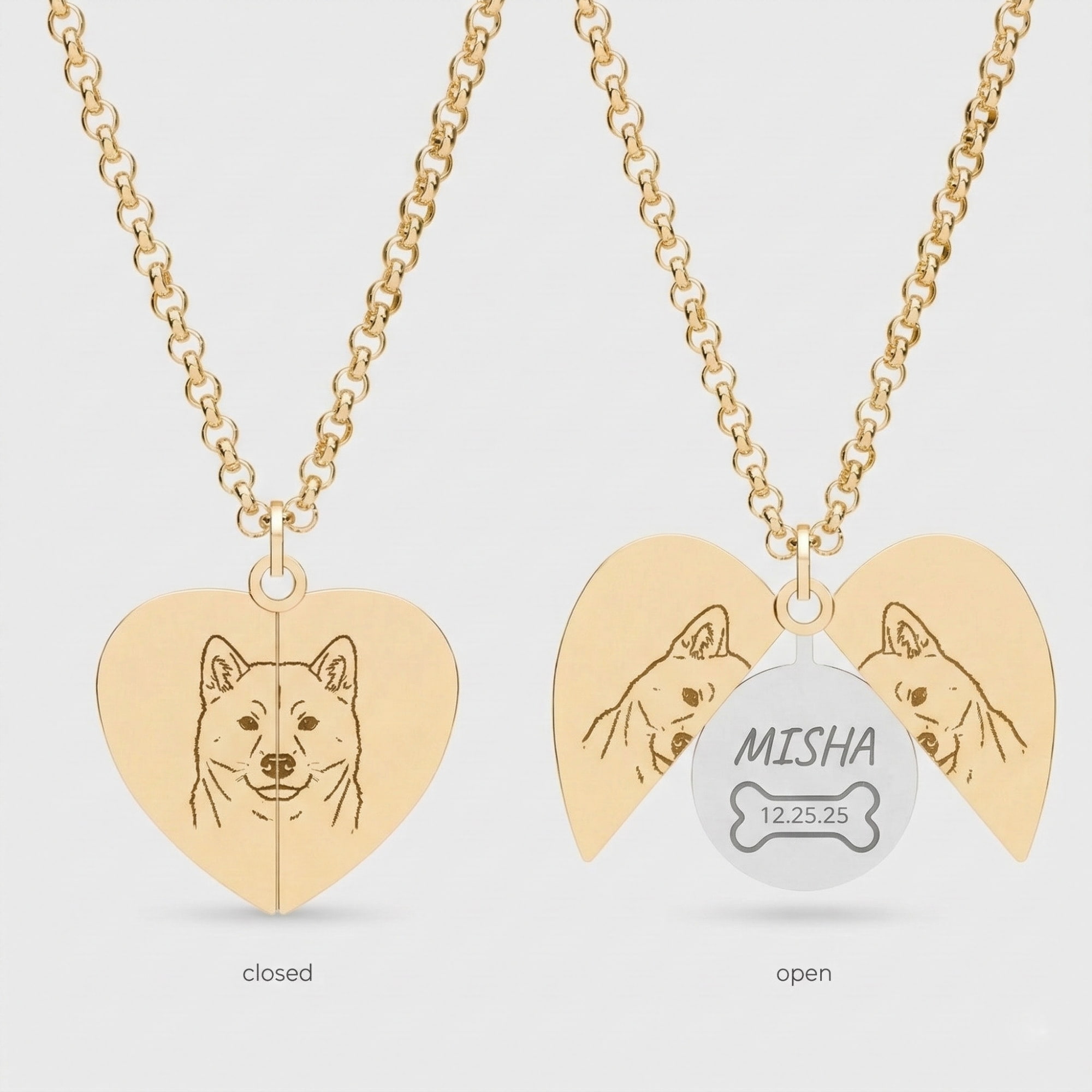 Custom Hidden Heart Necklace - Queer Pet Mom Mother's Day Gift - 316L Steel product thumbnail image