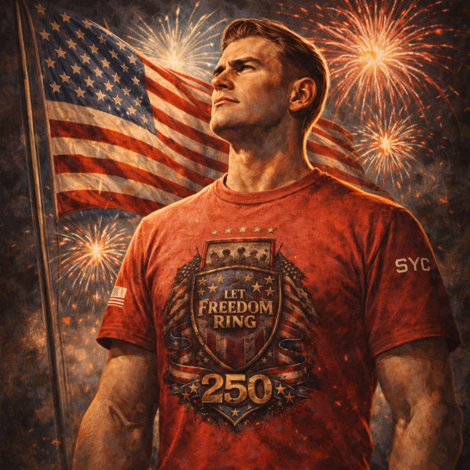 250 Years of Freedom Tee | Happy Birthday America Tee, 250 Years of Freedom, America is 250, American Flag Logo Shirt, 2A Christian Apparel, Range Ready, Patriotic product thumbnail image