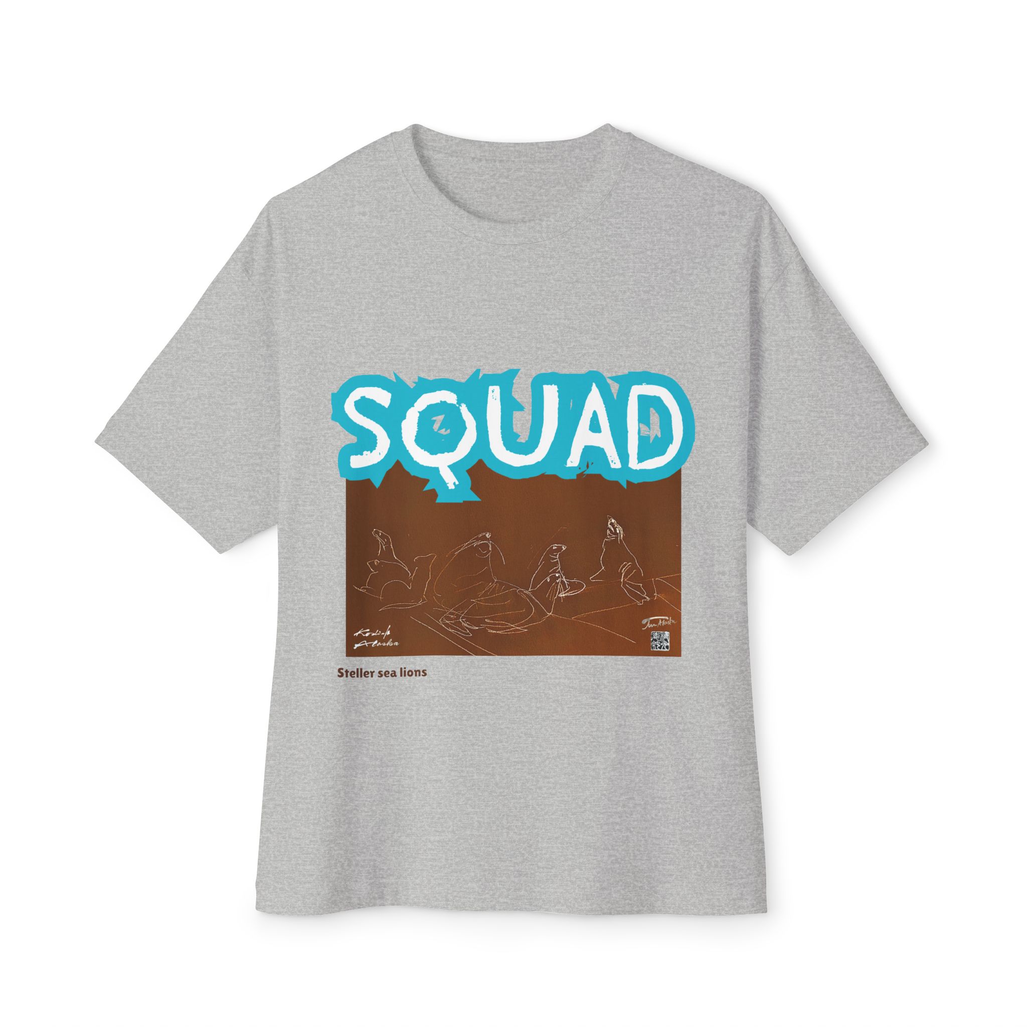 Steller Sea Lion "SQUAD"  Kodiak Alaska Edition- Oversized Drop-shoulder Boxy Tee 100% Airlume cotton product thumbnail image