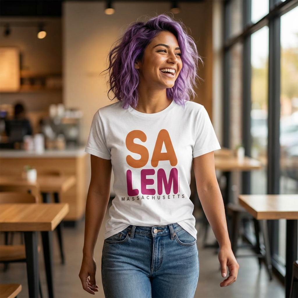 Salem Massachusetts Retro Tee | Witch City Pride | 100% Cotton | Salem Gift product thumbnail image Salem Massachusetts Retro Tee | Witch City Pride | 100% Cotton | Salem Gift product thumbnail image