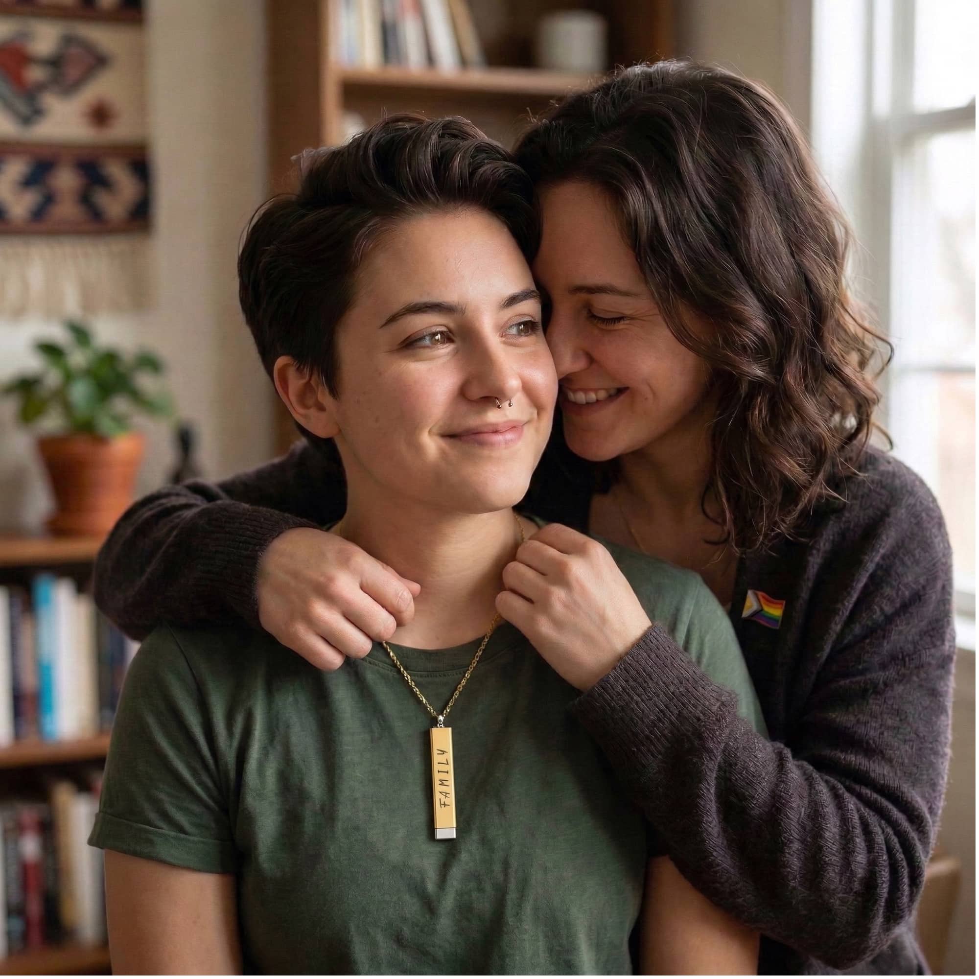 Secret Message Pendant Engraved The "Secret Family" Sliding Bar Necklace: A Gift for Mother’s Day, Anniversary, or Birthday.  product thumbnail image