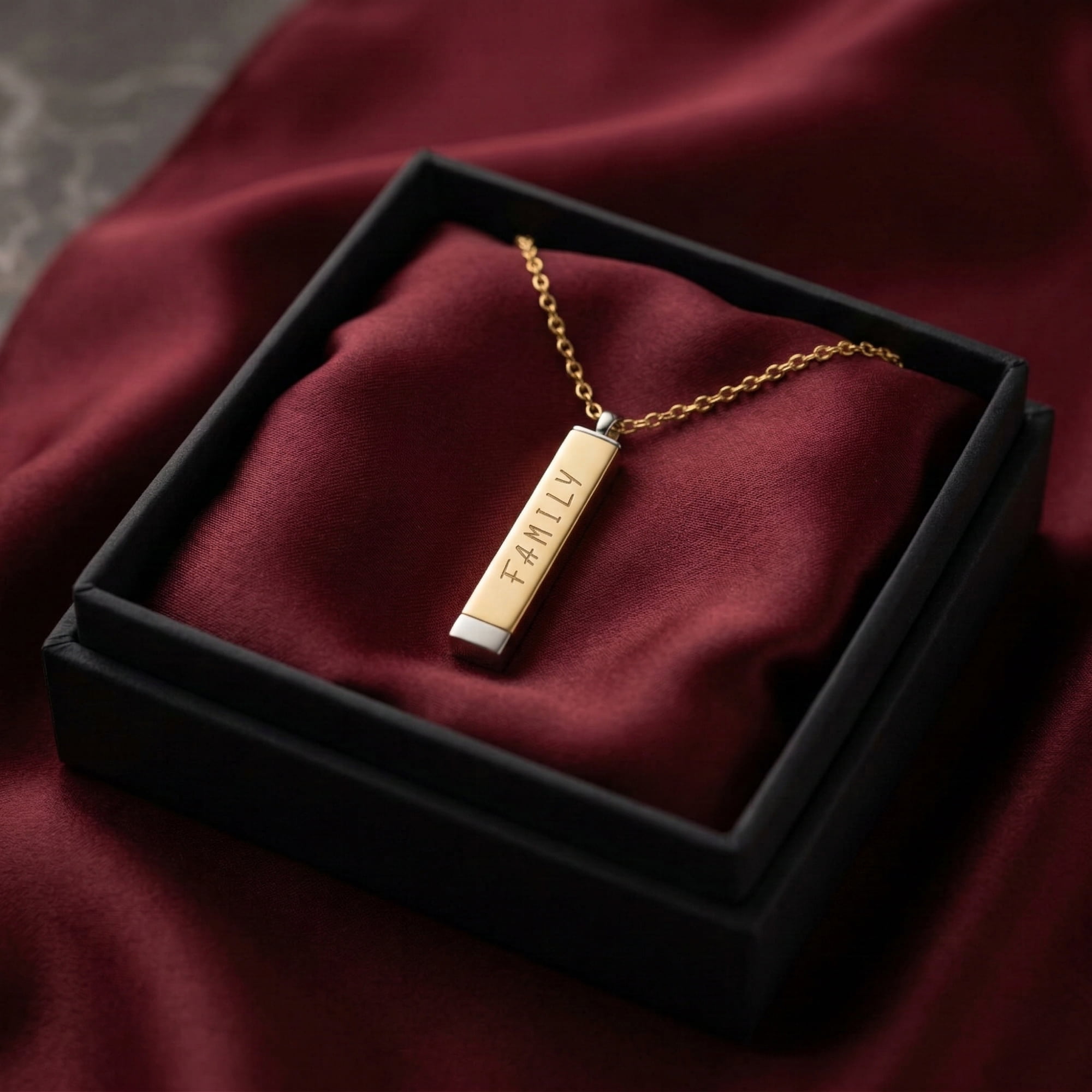 Secret Message Pendant Engraved The "Secret Family" Sliding Bar Necklace: A Gift for Mother’s Day, Anniversary, or Birthday.  product thumbnail image