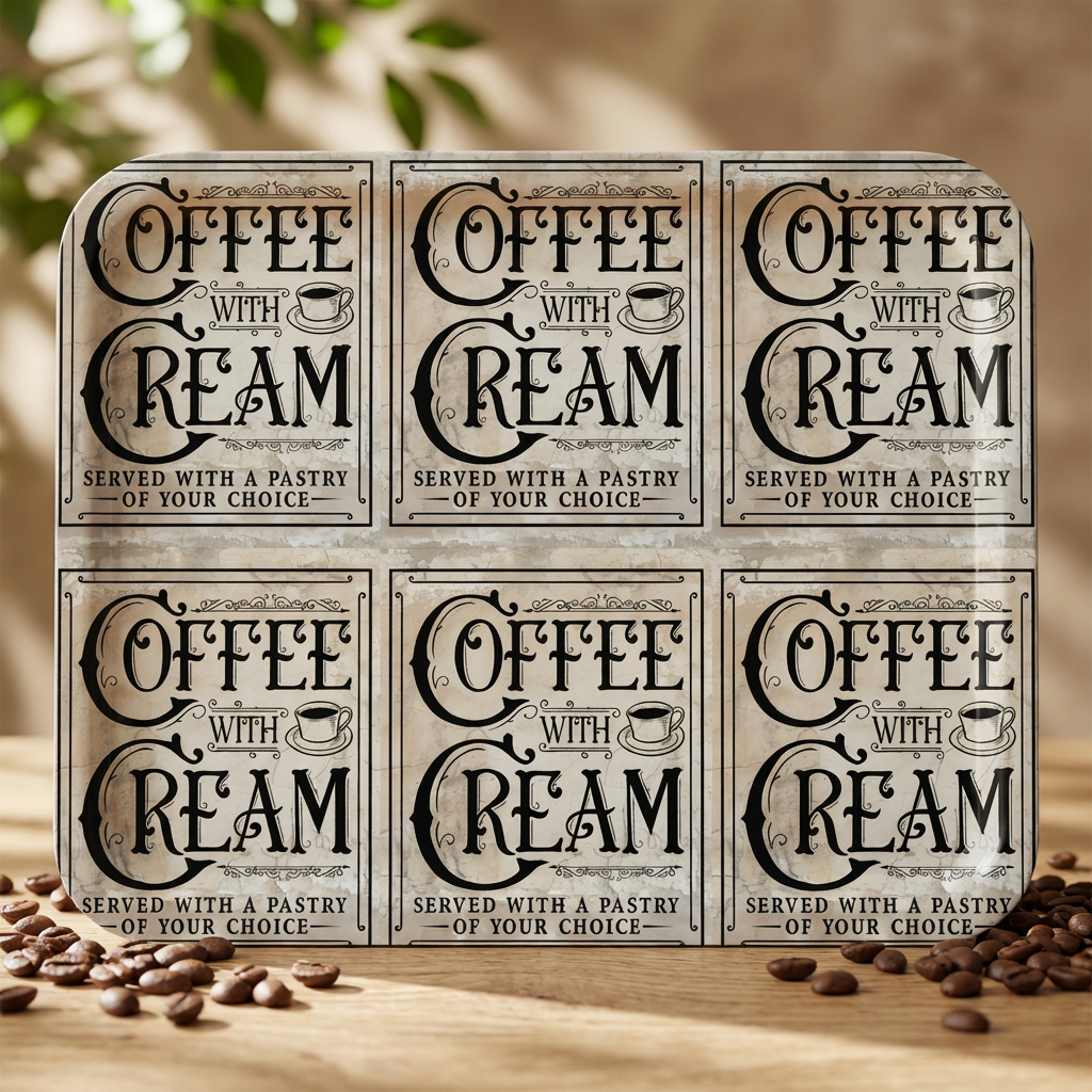 Custom-Leather Placemat — Vintage “Coffee with Cream” Retro Café Design product thumbnail image