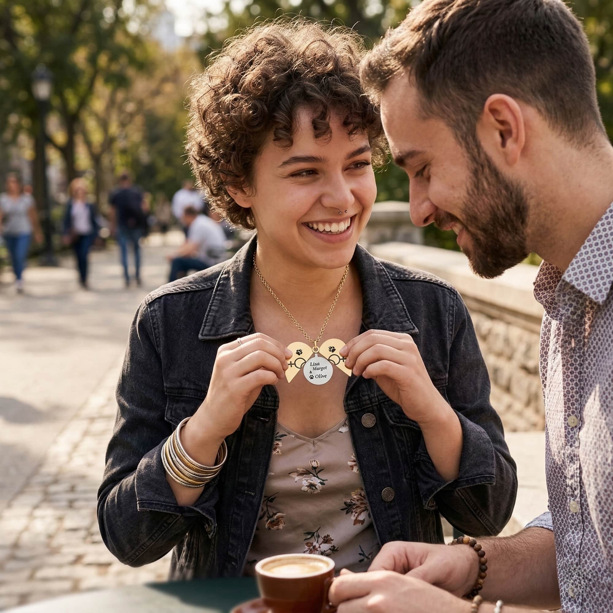 Personalized Lesbian Couple & Pet Name Hidden Message Necklace - Perfect for Queer Couples & Pet Lovers Gift for Mother's Day Anniversary or Wedding product thumbnail image Personalized Lesbian Couple & Pet Name Hidden Message Necklace - Perfect for Queer Couples & Pet Lovers Gift for Mother's Day Anniversary or Wedding product thumbnail image