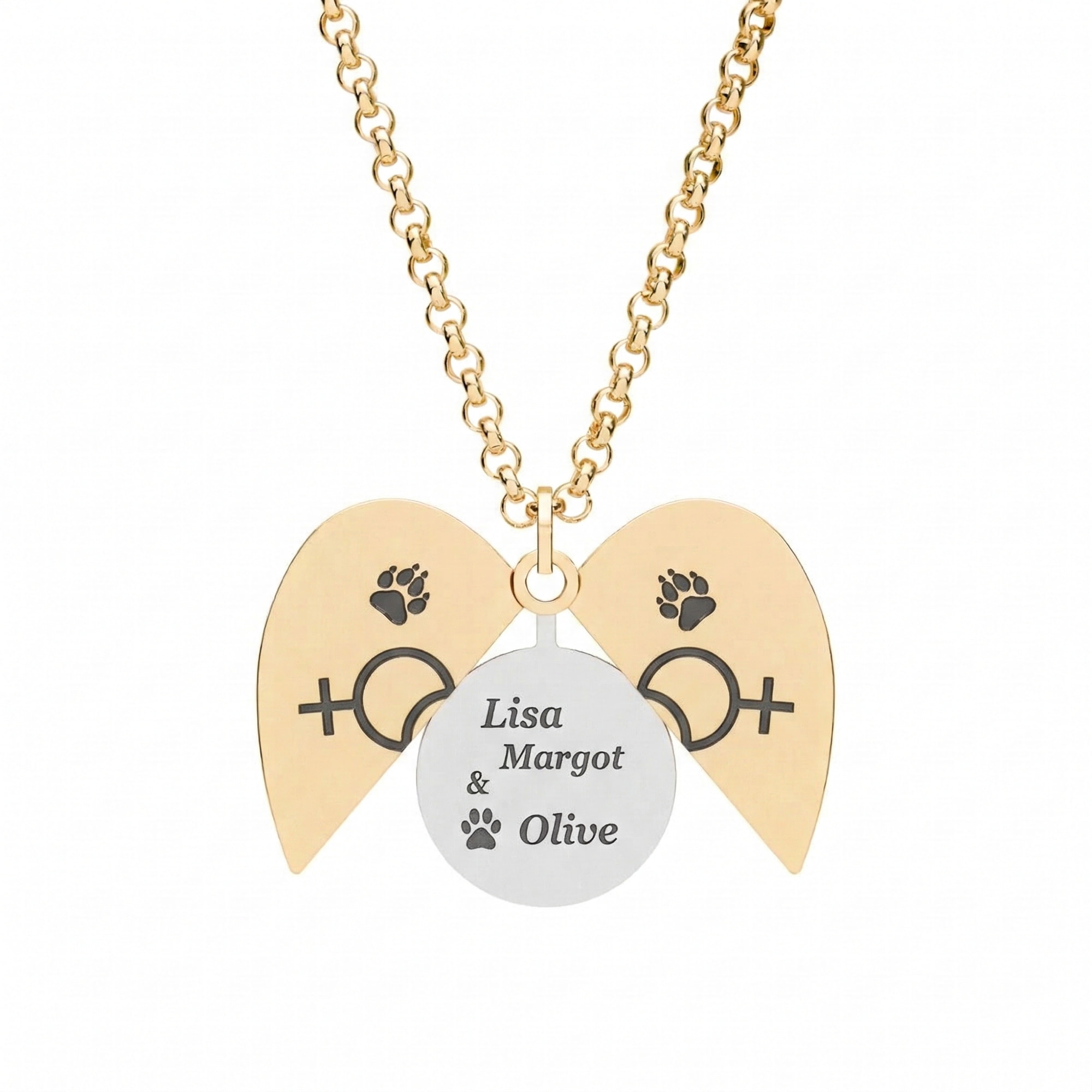 Personalized Lesbian Couple &amp; Pet Name Hidden Message Necklace - Perfect for Queer Couples &amp; Pet Lovers Gift for Mother's Day Anniversary or Wedding  product thumbnail image