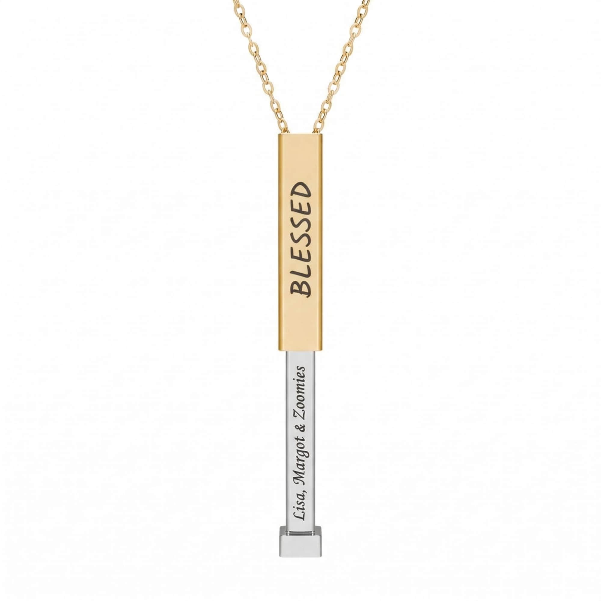 "Blessed" Queer Pet Mom Necklace - Custom Hidden Message Sliding Bar product thumbnail image