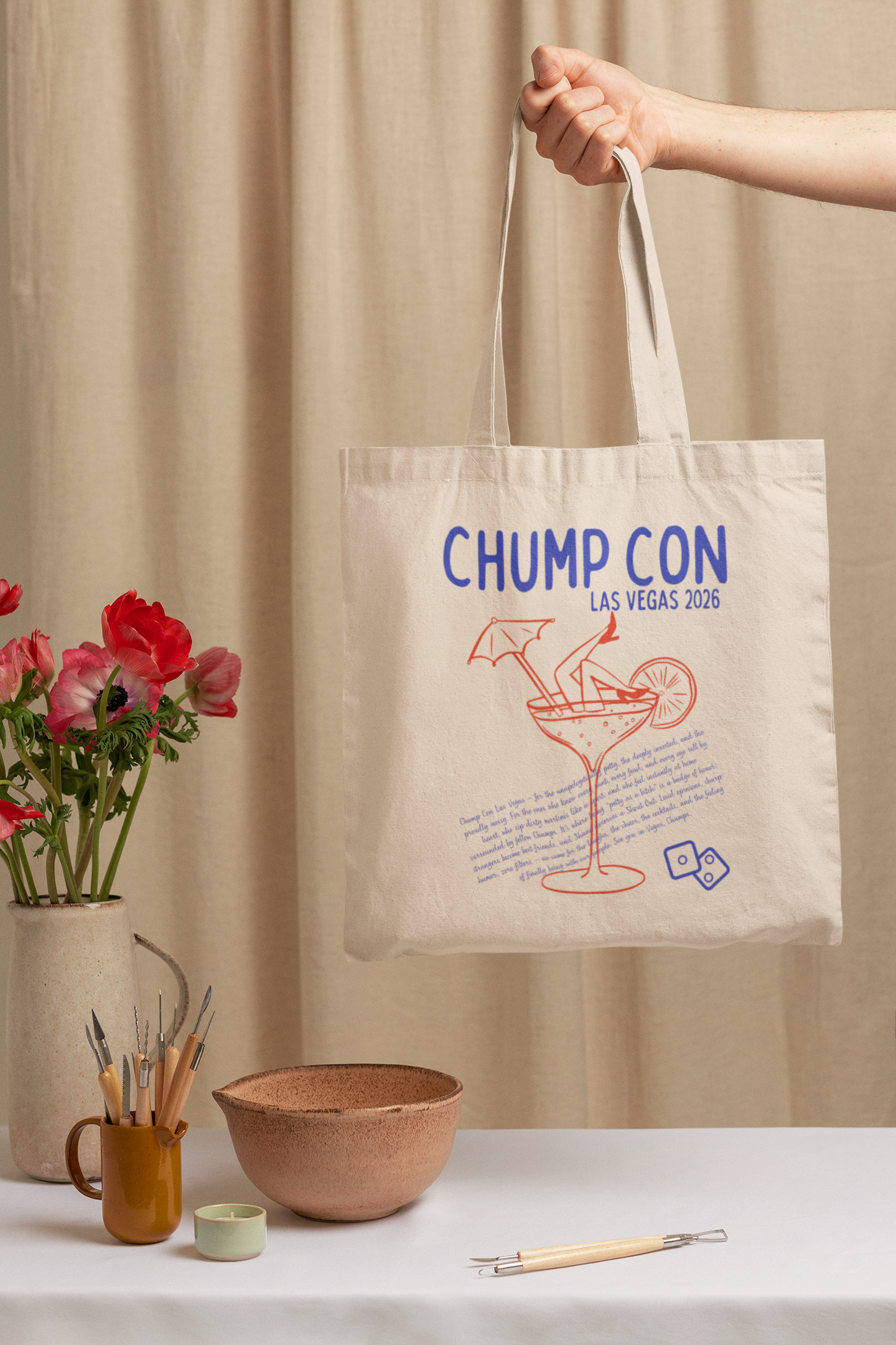 Chump Con Cocktail fun Tote Bag product thumbnail image Chump Con Cocktail fun Tote Bag product thumbnail image