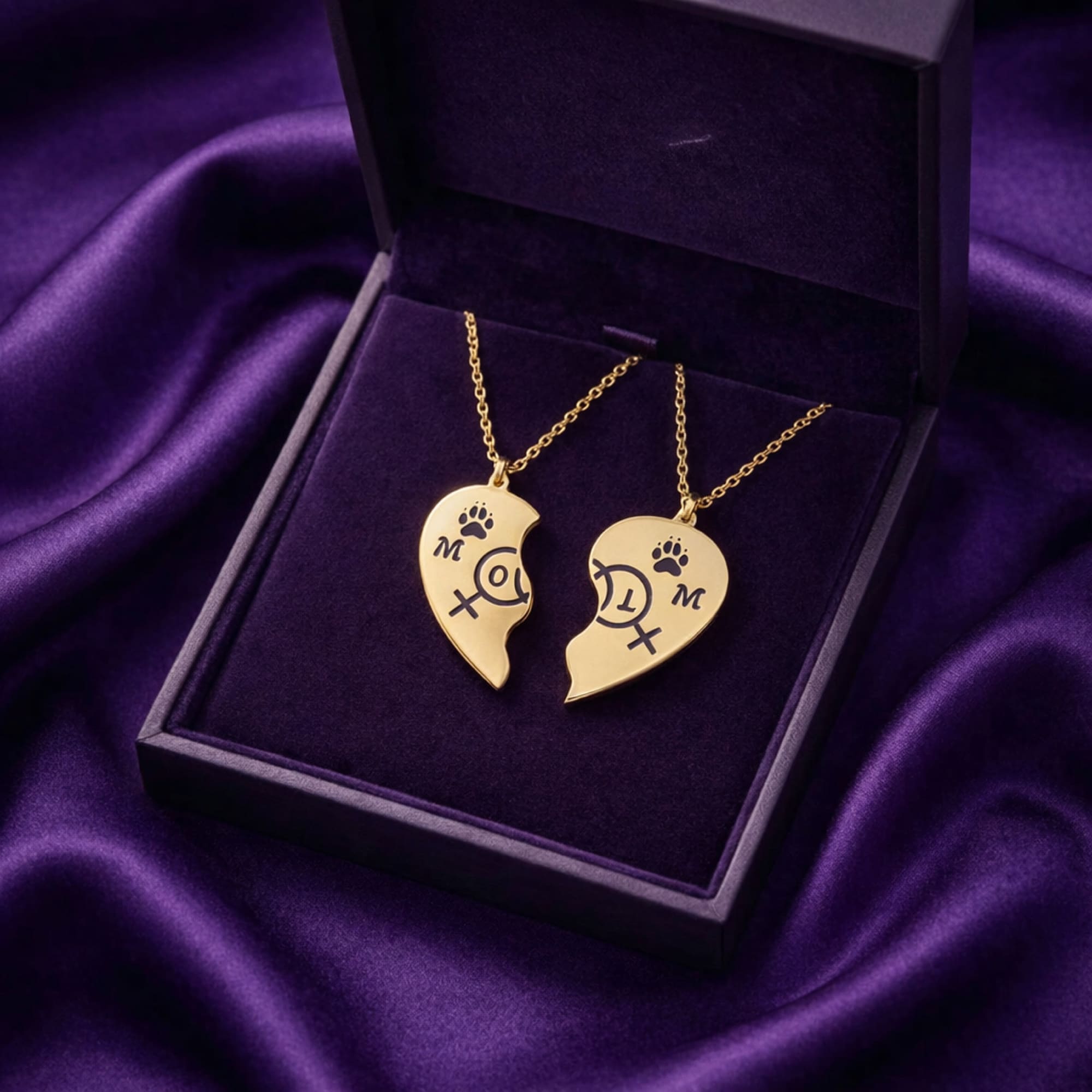 Engraved Personalized Lesbian Couple Heart Necklace - Two-Mom Pet Lover Gift (316L Steel) product thumbnail image Engraved Personalized Lesbian Couple Heart Necklace - Two-Mom Pet Lover Gift (316L Steel) product thumbnail image