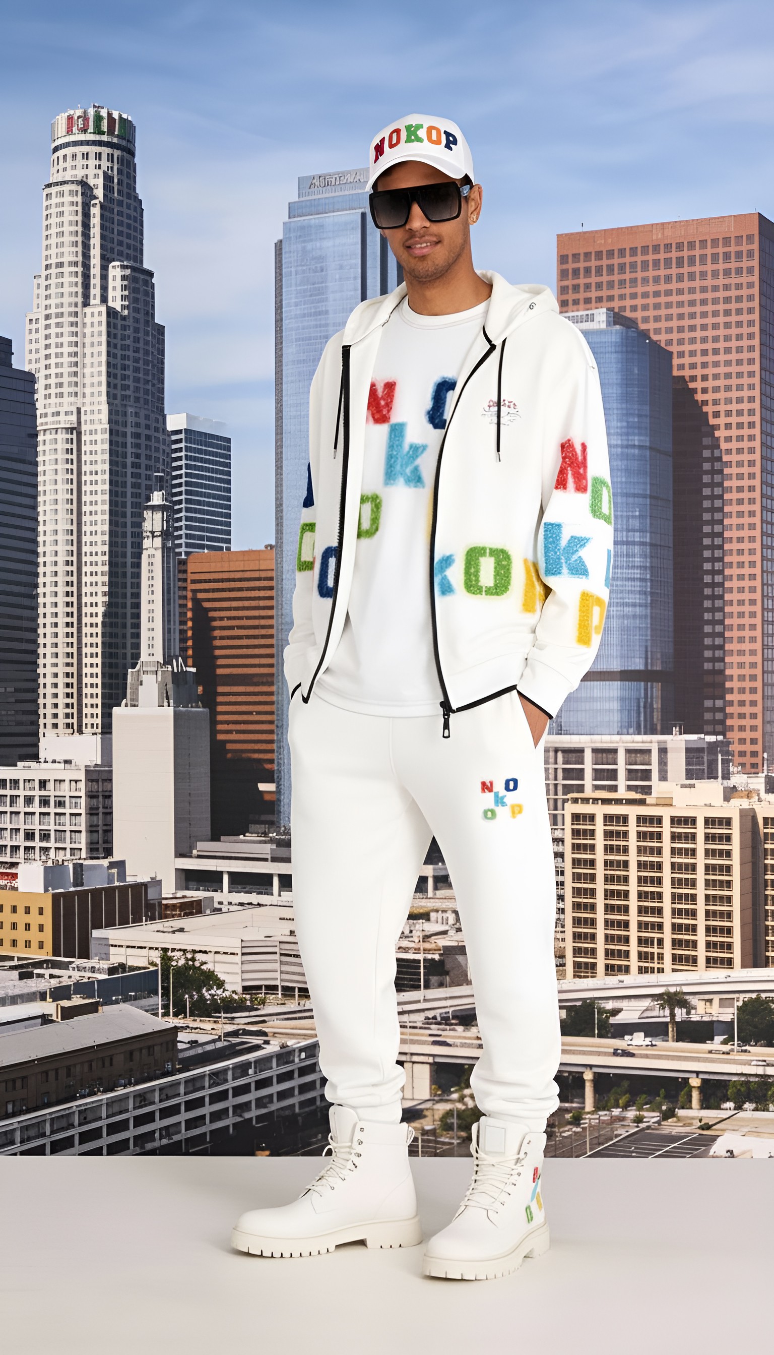 NOKOP Color-Block Logo Tee — Retro Multicolor Graphic T-Shirt