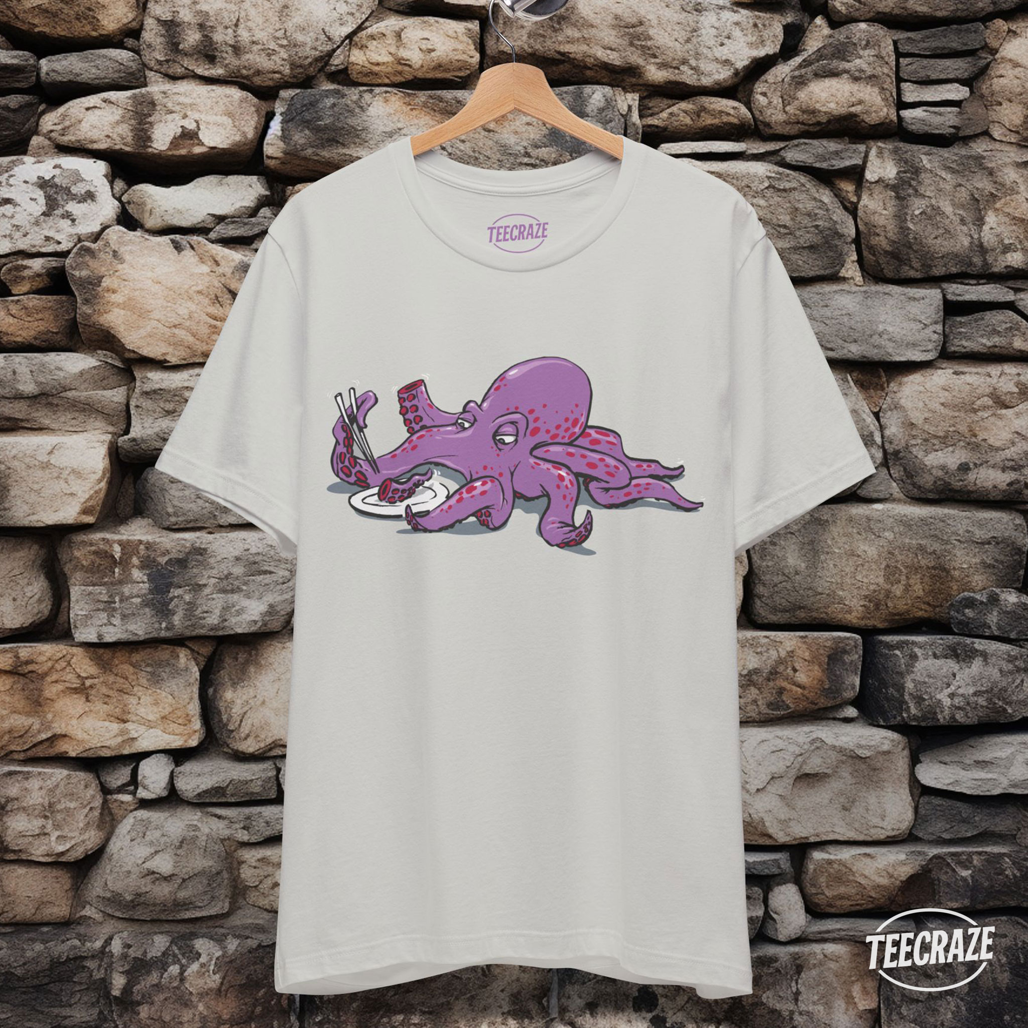 Calamari Cannibal – Funny Octopus Eating Calamari Sushi Unisex T-Shirt product thumbnail image Calamari Cannibal – Funny Octopus Eating Calamari Sushi Unisex T-Shirt product thumbnail image