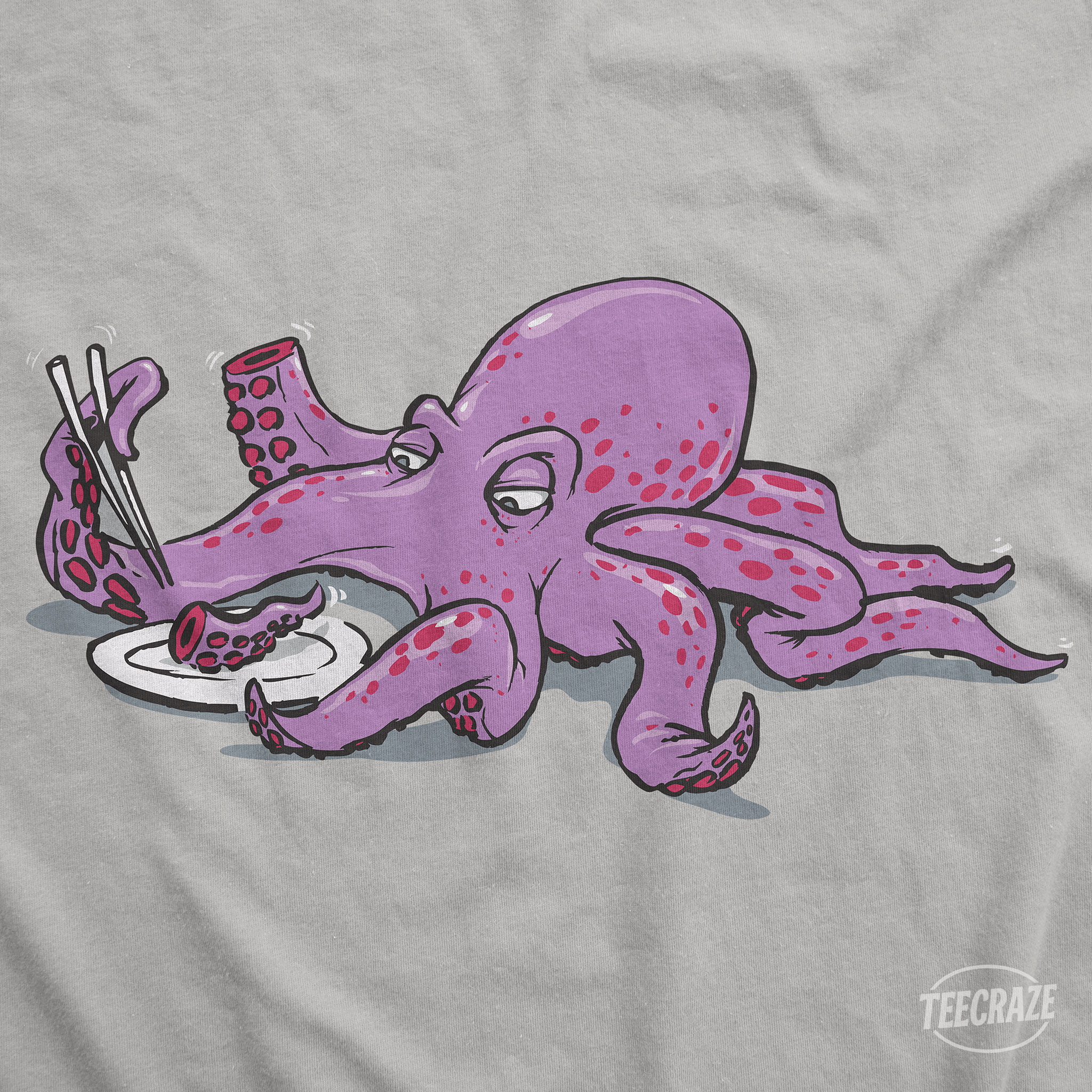 Calamari Cannibal – Funny Octopus Eating Calamari Sushi Unisex T-Shirt product thumbnail image