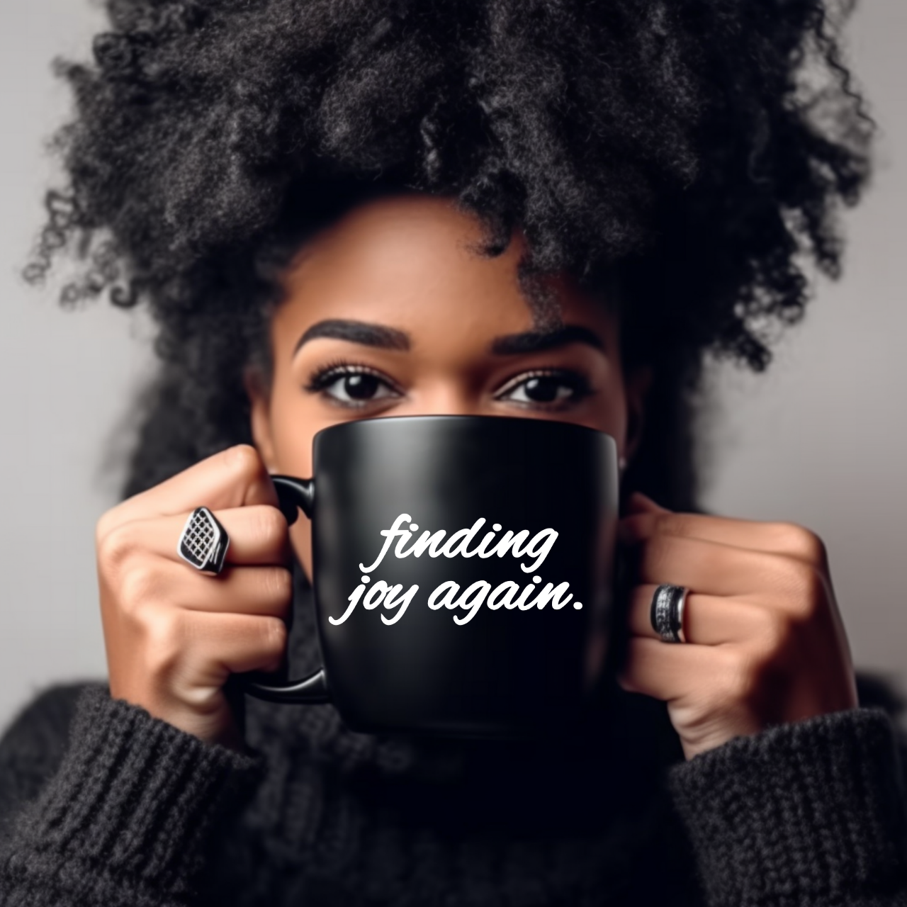 Finding Joy Again. 15oz Black Mug product thumbnail image