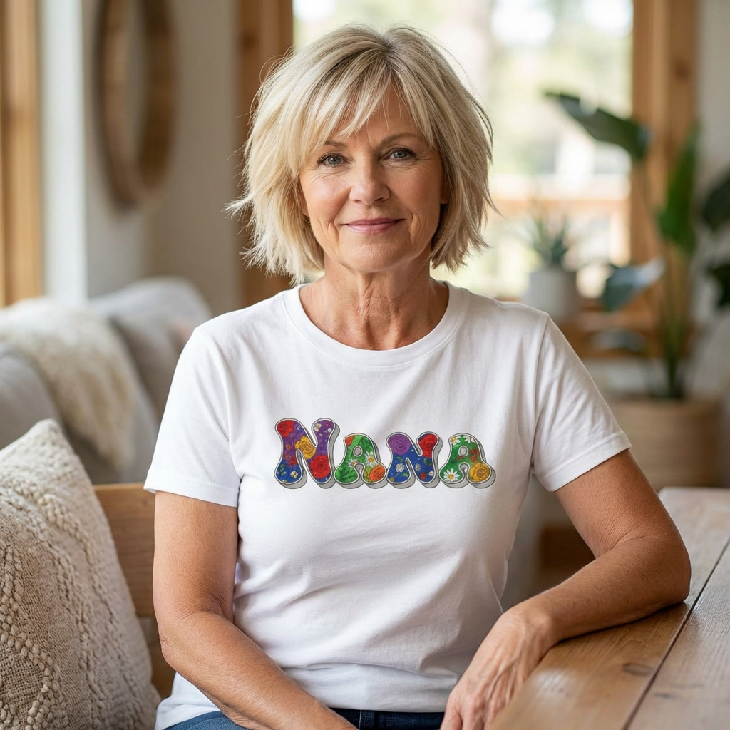 Nana Groovy Floral T-Shirt — Colorful Retro Lettering Tee for Grandma's, Nana, Nonna product thumbnail image Nana Groovy Floral T-Shirt — Colorful Retro Lettering Tee for Grandma's, Nana, Nonna product thumbnail image