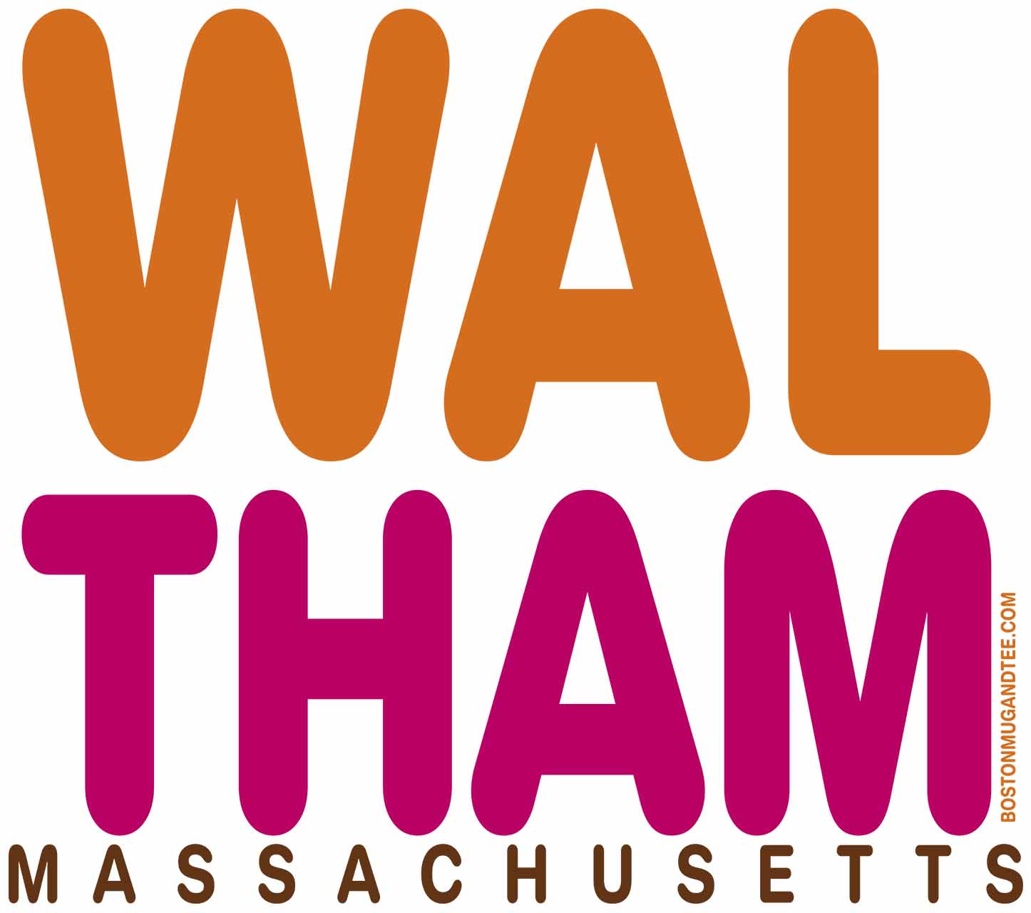 Waltham Massachusetts Retro Bold Text Tee - not dollar store junk, our shirts are 100% heavy cotton you'll wear over and over. And...FREE SHIPPING. product thumbnail image