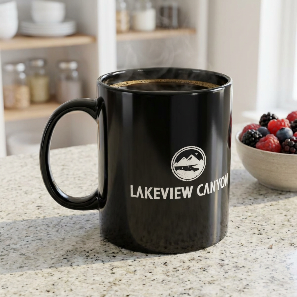 Lakeview Canyon Black Coffee Mug