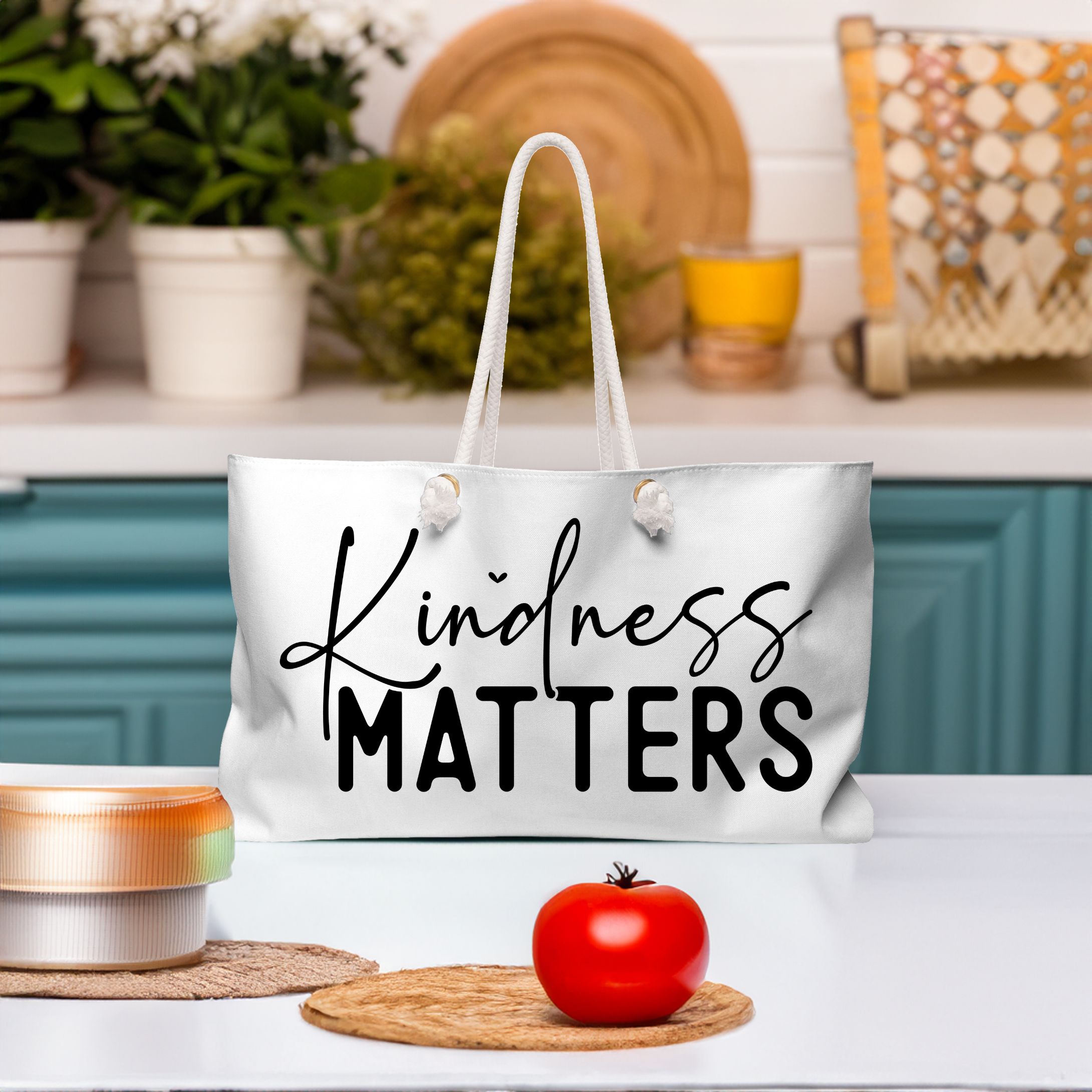 Kindness Matters Weekender Bag | Travel Tote Minimalist product thumbnail image Kindness Matters Weekender Bag | Travel Tote Minimalist product thumbnail image