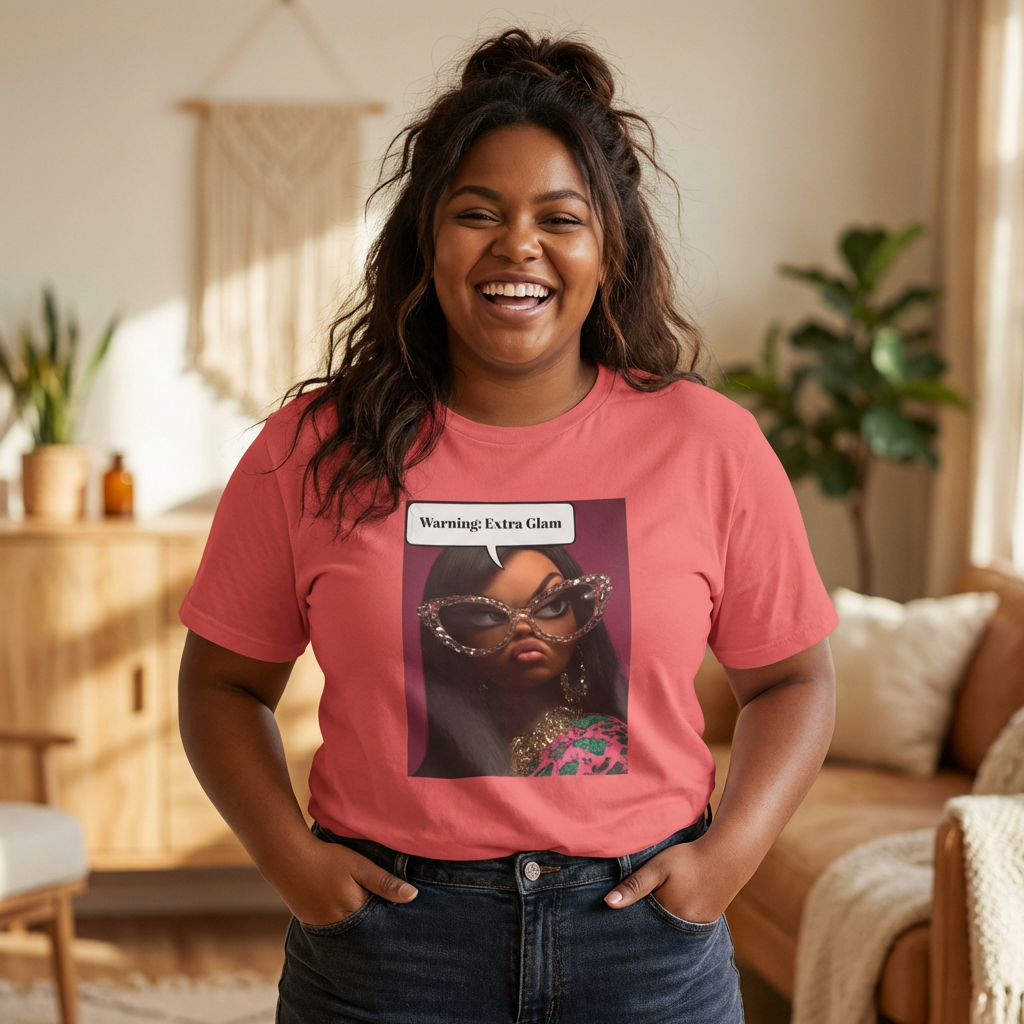 Warning: Extra Glam T‑Shirt — Fashion Doll Graphic Tee