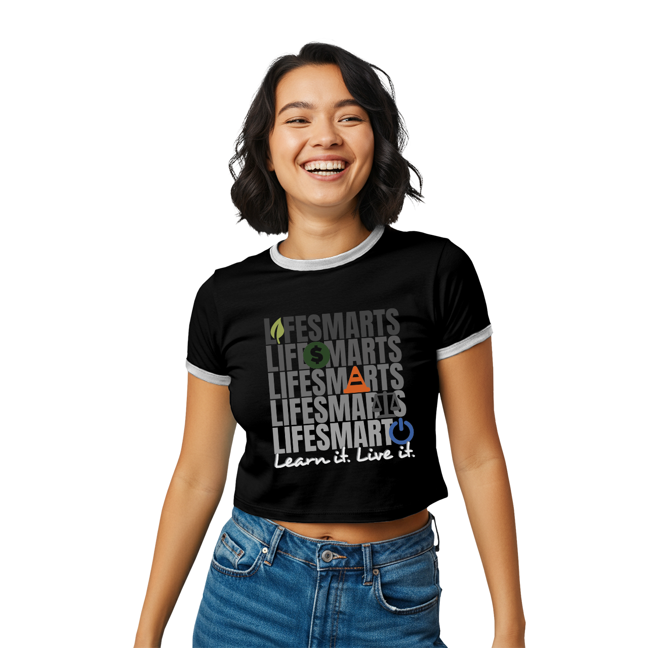 Ringer Tee - “Learn It. Live It” Cropped product thumbnail image Ringer Tee - “Learn It. Live It” Cropped product thumbnail image