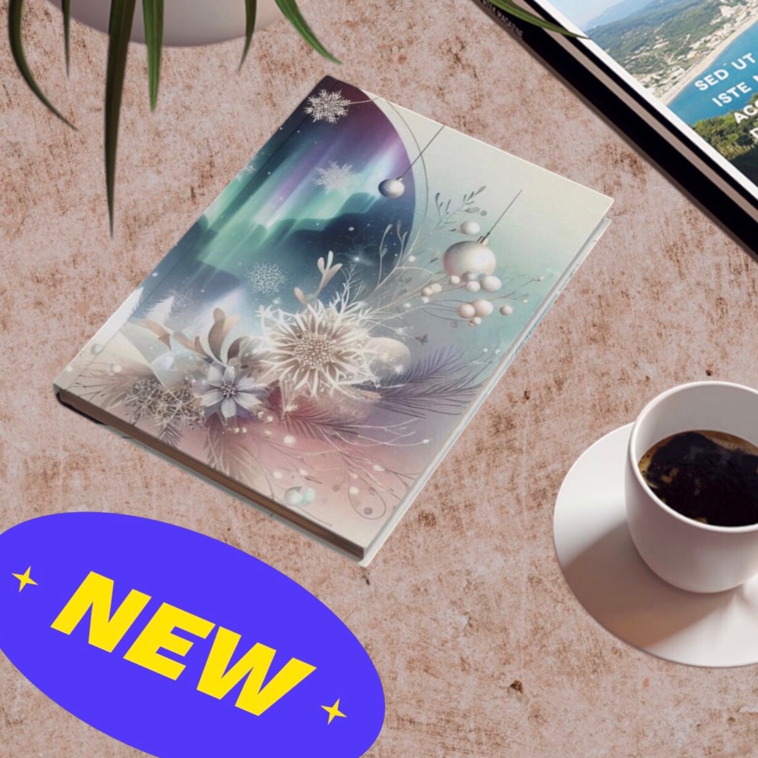 Elegant Winter-Themed Hard Backed Journal | Christmas Gift, Snowflake Design, Office Supplies, Holiday Planner, Writing Notepad