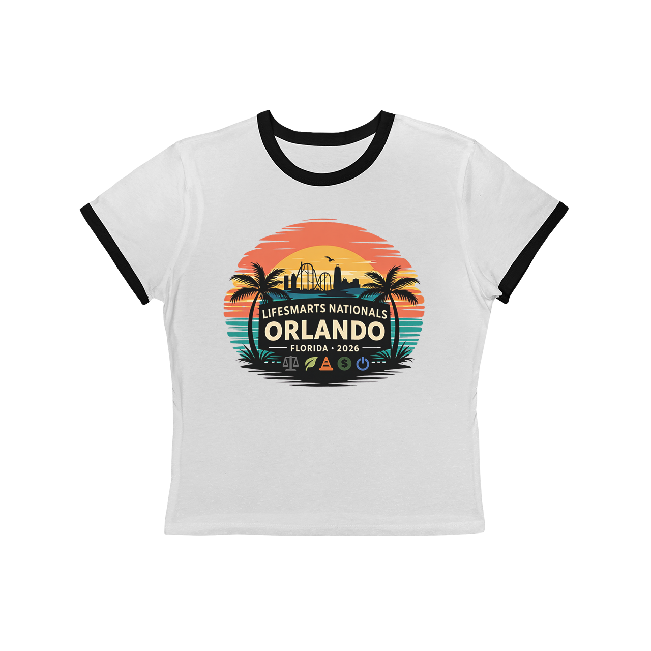 Ringer Tee - LifeSmarts Nationals Orlando 2026 Sunset product thumbnail image